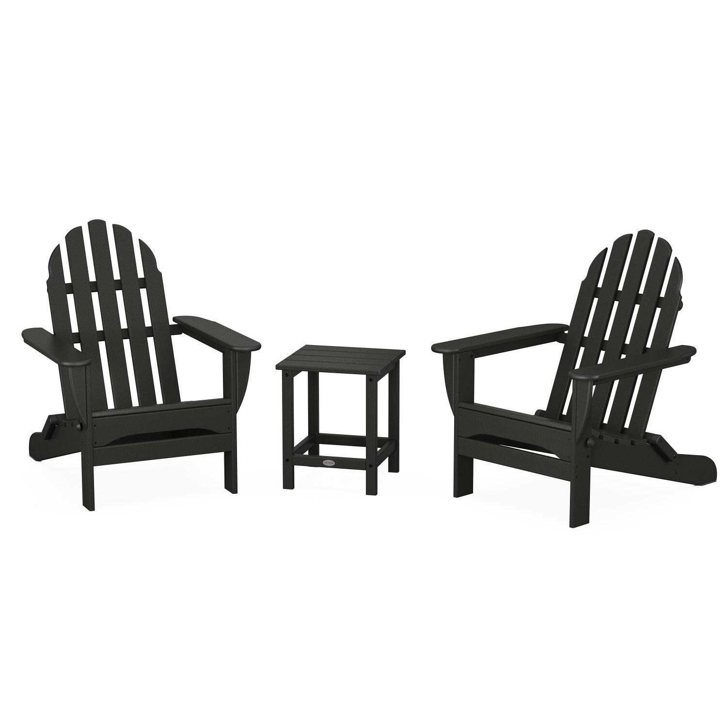 POLYWOOD PWS700-1-BL Classic Folding Adirondack 3-Piece Set W/ Long Island 18-Inch Side Table thumbnail
