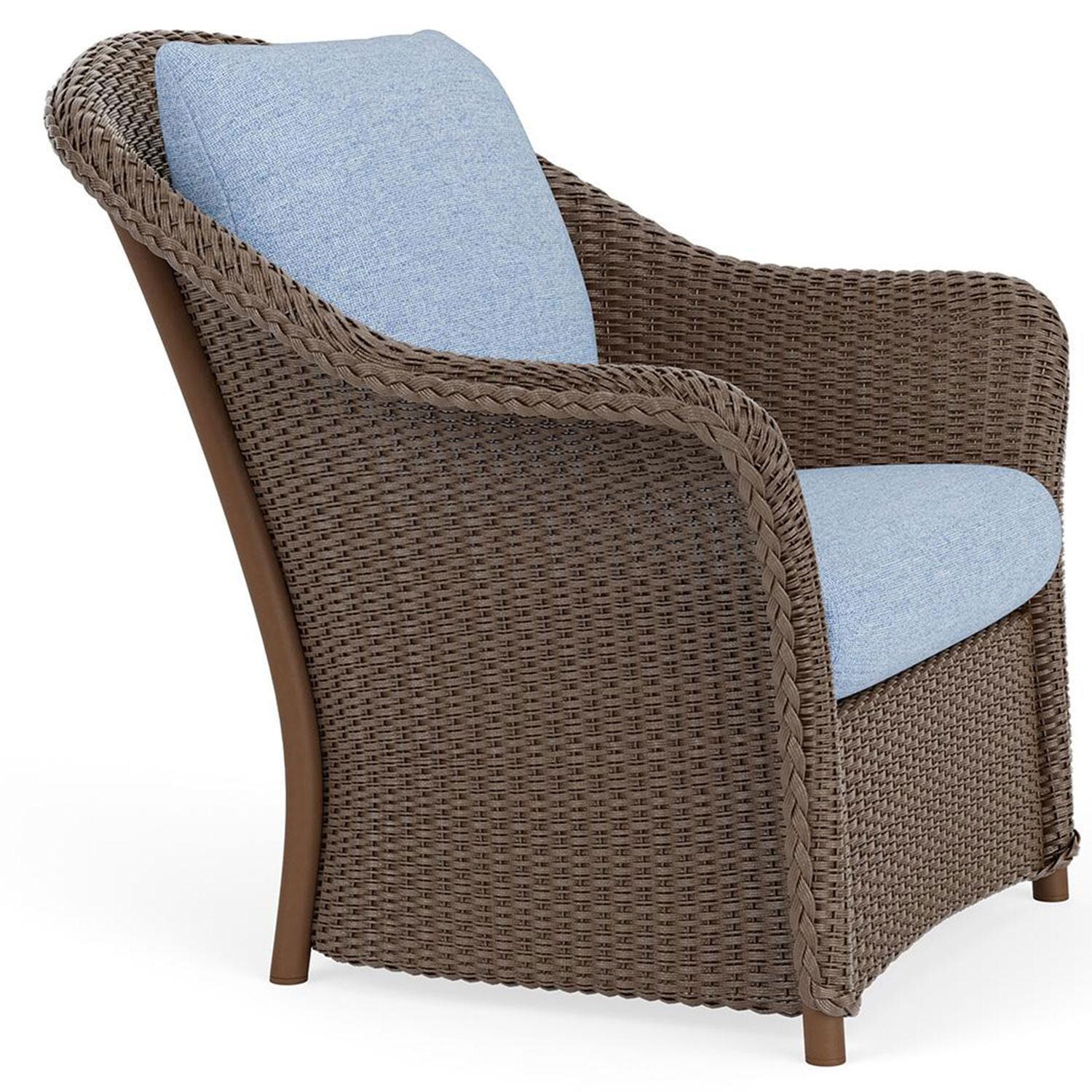 Lloyd Flanders Weekend Retreat Lounge Chair in Bark Finish W/ Demo Skyway Fabric - Angled thumbnail