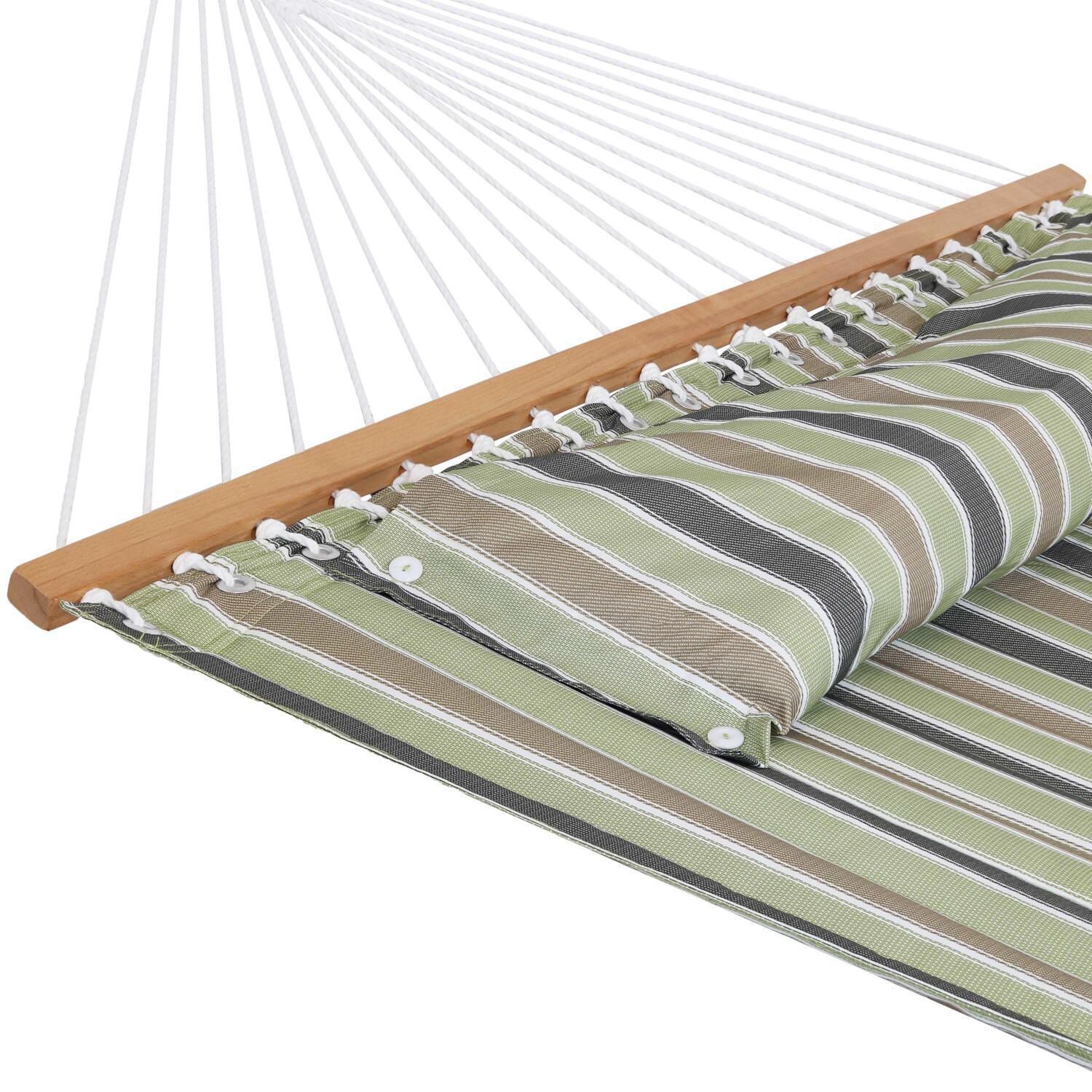 Ultimate Patio Quilted Double Hammock & Pillow - Khaki Stripe - Close-Up thumbnail