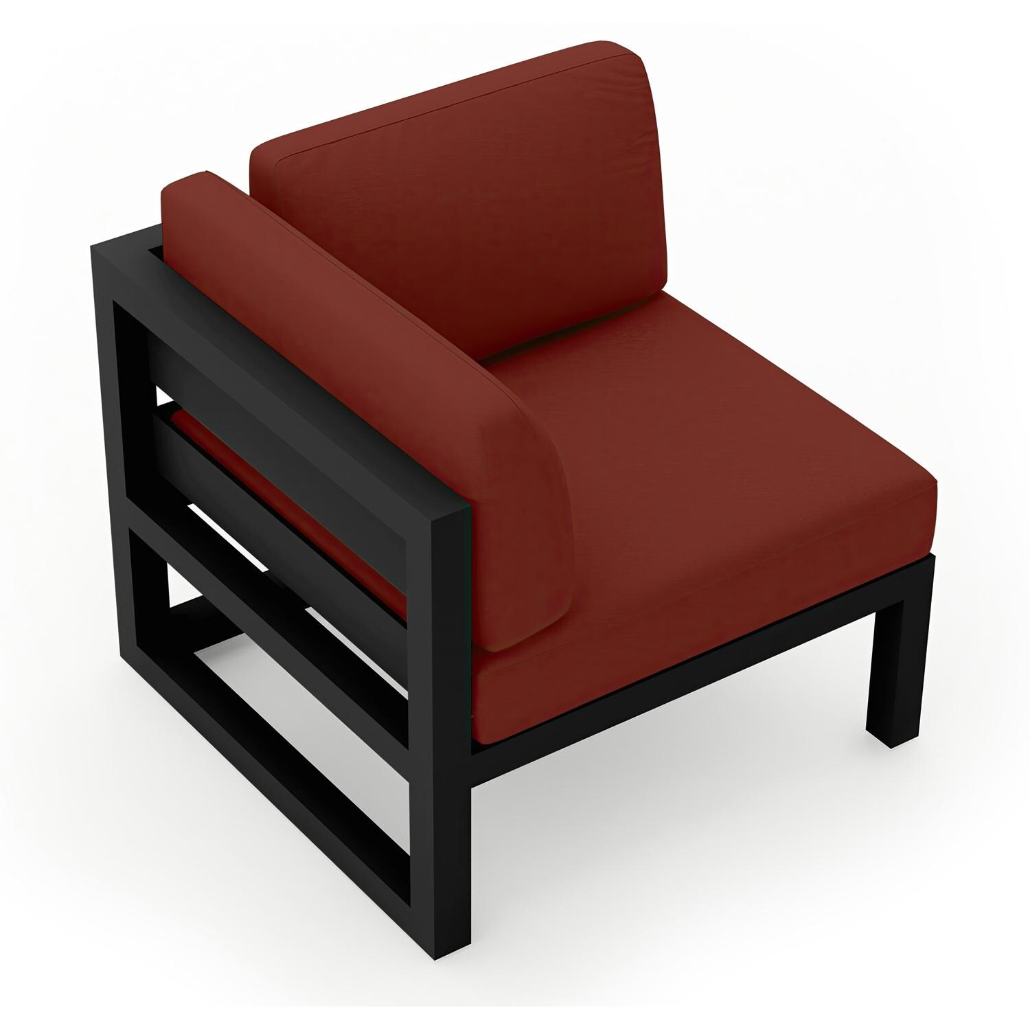 Lakeview MSTYCV-BK-CS-HN Misty Cove Aluminum Corner Club Chair in Black w/Canvas Henna Cushions by Lakeview Outdoor Designs - Angled Back - White Background thumbnail