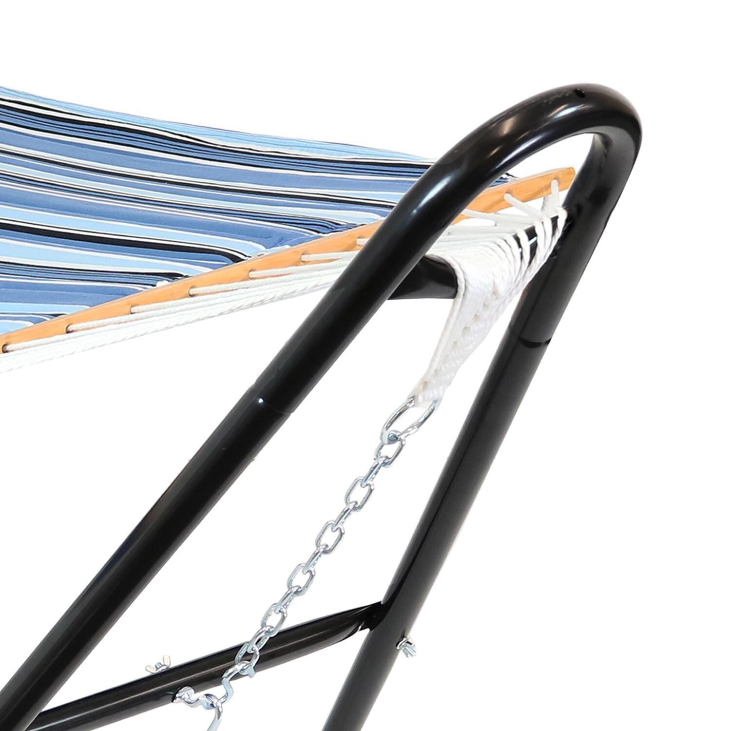 Ultimate Patio Quilted Double Hammock w/ Universal Multi-Use Stand & Pillow - Misty Beach - Stand Detail thumbnail