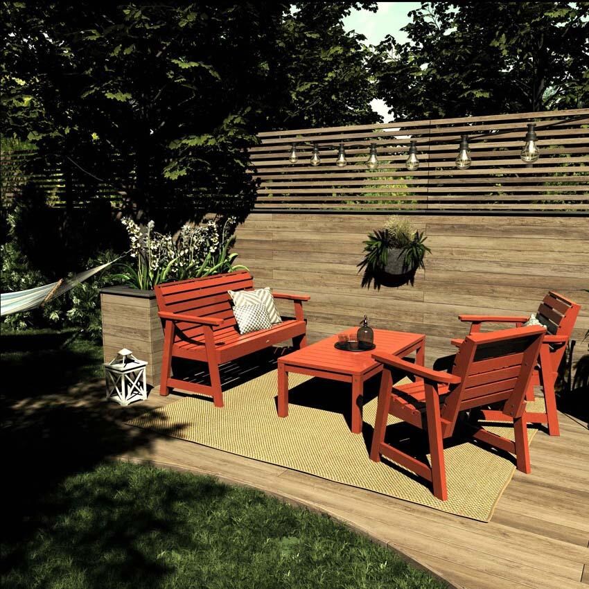 Elm Pointe 4 Pc Set Polyresin Seating Set in Rustic Red By Lakeview Outdoor Designs - Lifestyle thumbnail