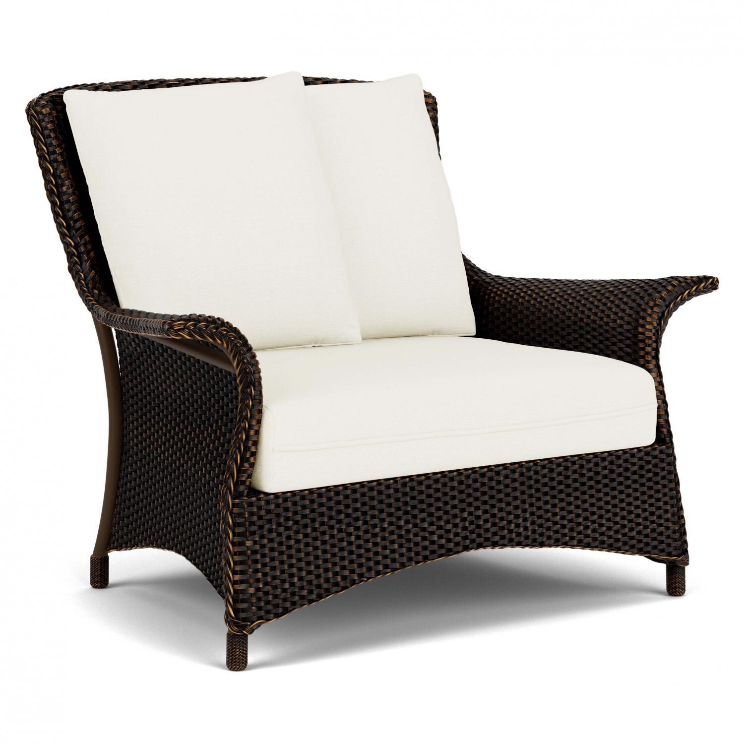 Lloyd Flanders Mandalay Chair and a Half in MInk Finish with Sailcloth Salt Fabric - Angled thumbnail