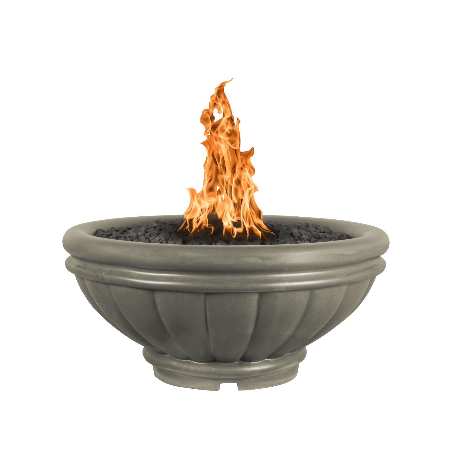 Roma 24 Inch Round GFRC Natural Gas Fire Pit in Ash by The Outdoor Plus
