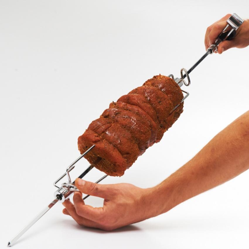 GrillPro 39.5-in Heavy Duty Universal Rotisserie Kit - 60090 - Attaching Fork - White Background thumbnail