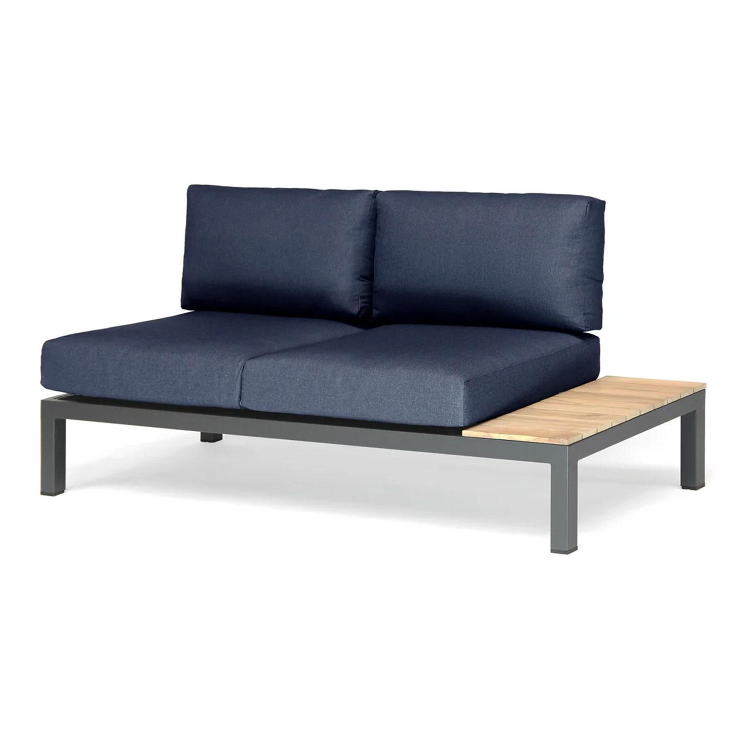 Elba 6 Pc Aluminum/Teak Corner Seating Set in Spectrum Indigo By KETTLER - Right Corner - White Background thumbnail