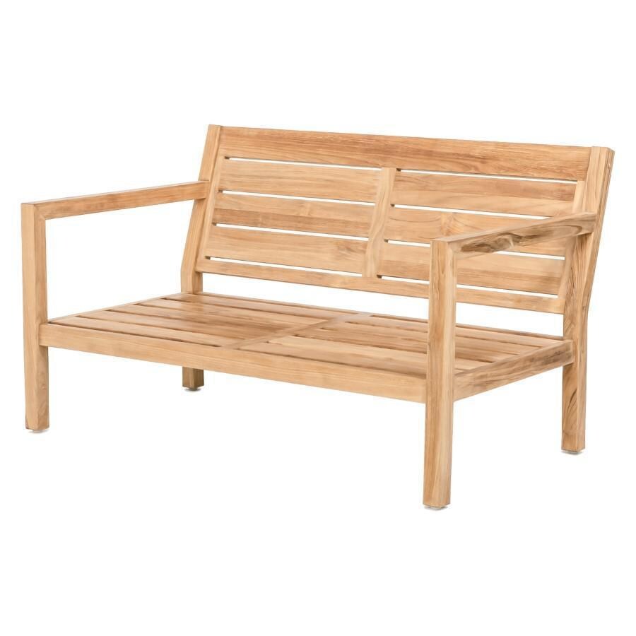 Teak + Table Monday Teak Patio Loveseat in Natural - Angled Frame - White Background thumbnail