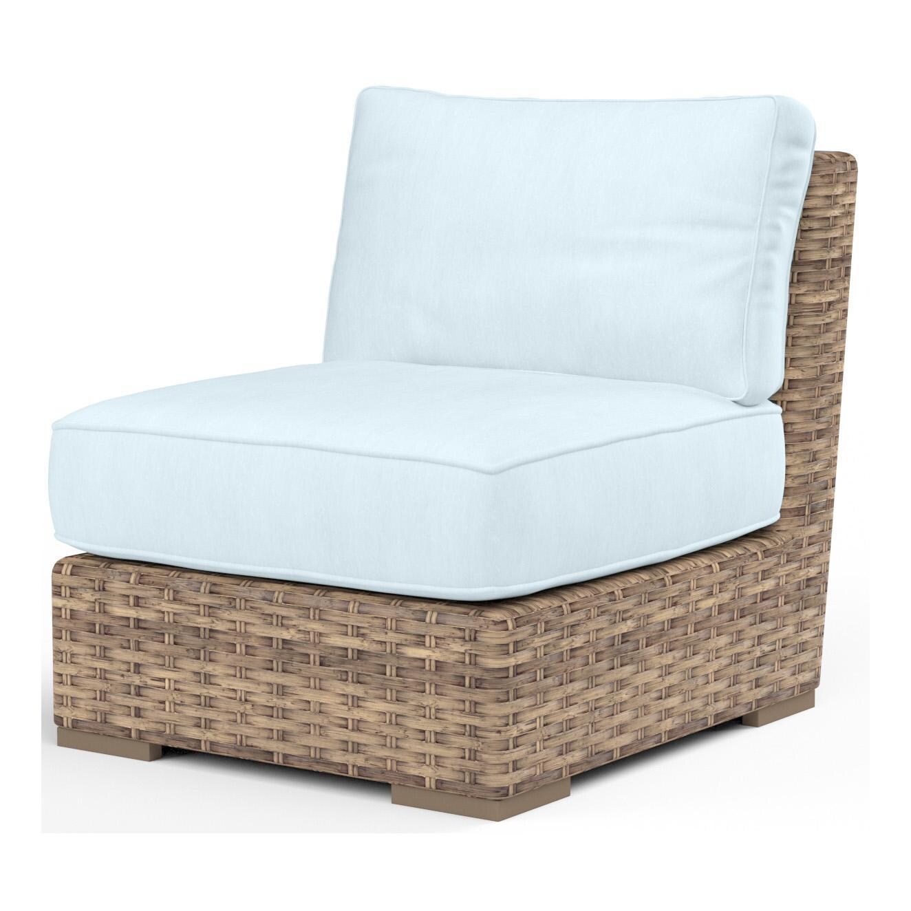 Havana Wicker Armless Club Chair in Tobacco/Canvas Skyline by Sunset West