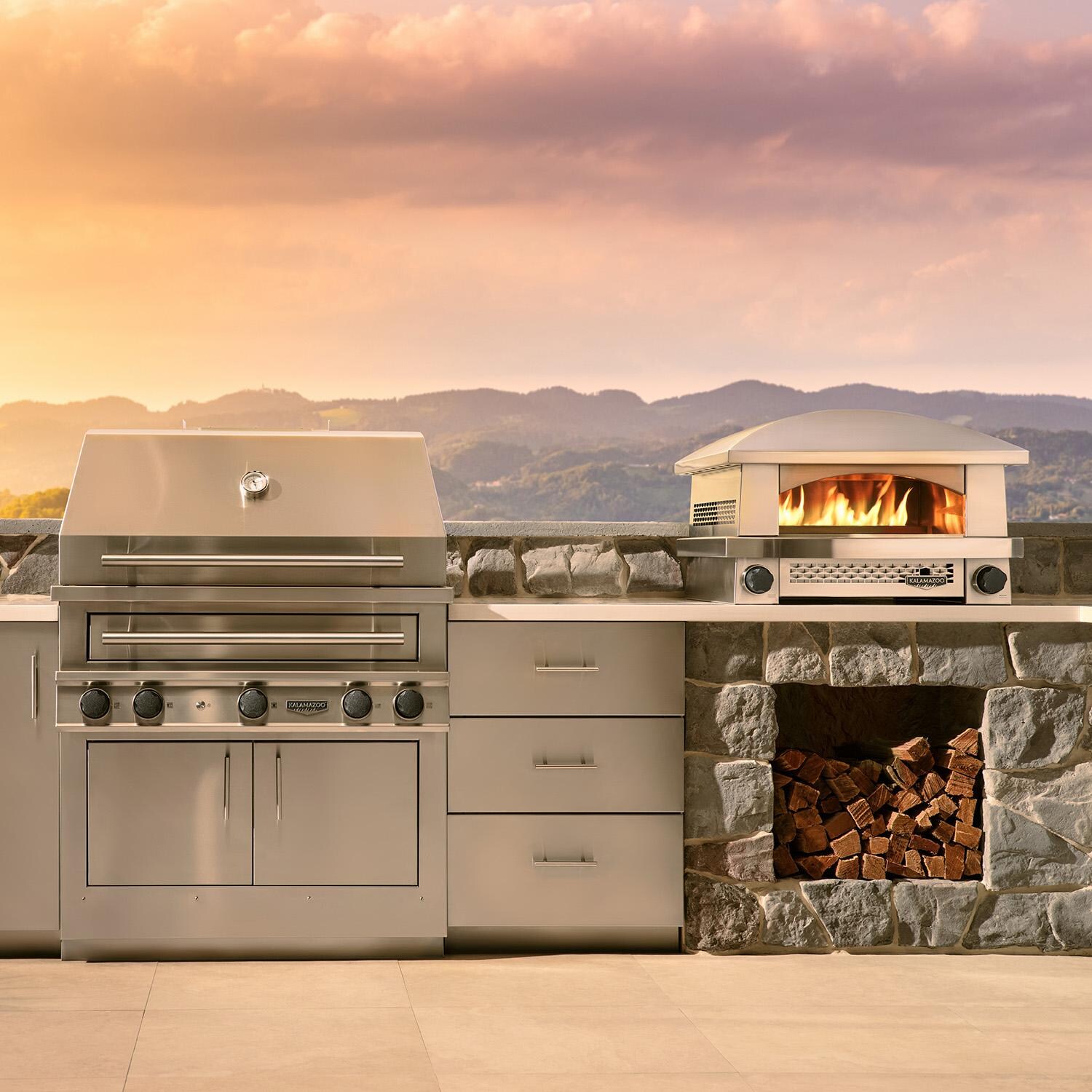 Kalamazoo AFPO-C Countertop Artisan Fire Pizza Oven- In Outdoor Kitchen w/ K750HB Hybrid Fire Grill thumbnail