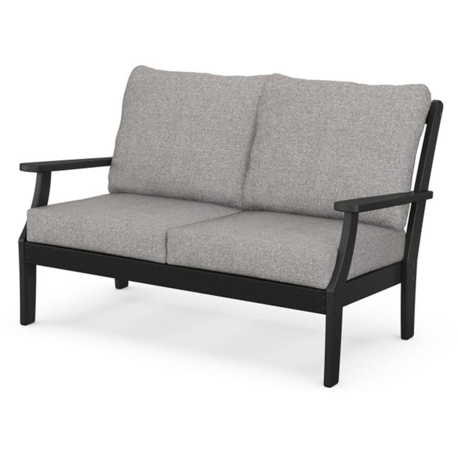POLYWOOD Braxton Deep Seating Settee in Black / Grey Mist thumbnail
