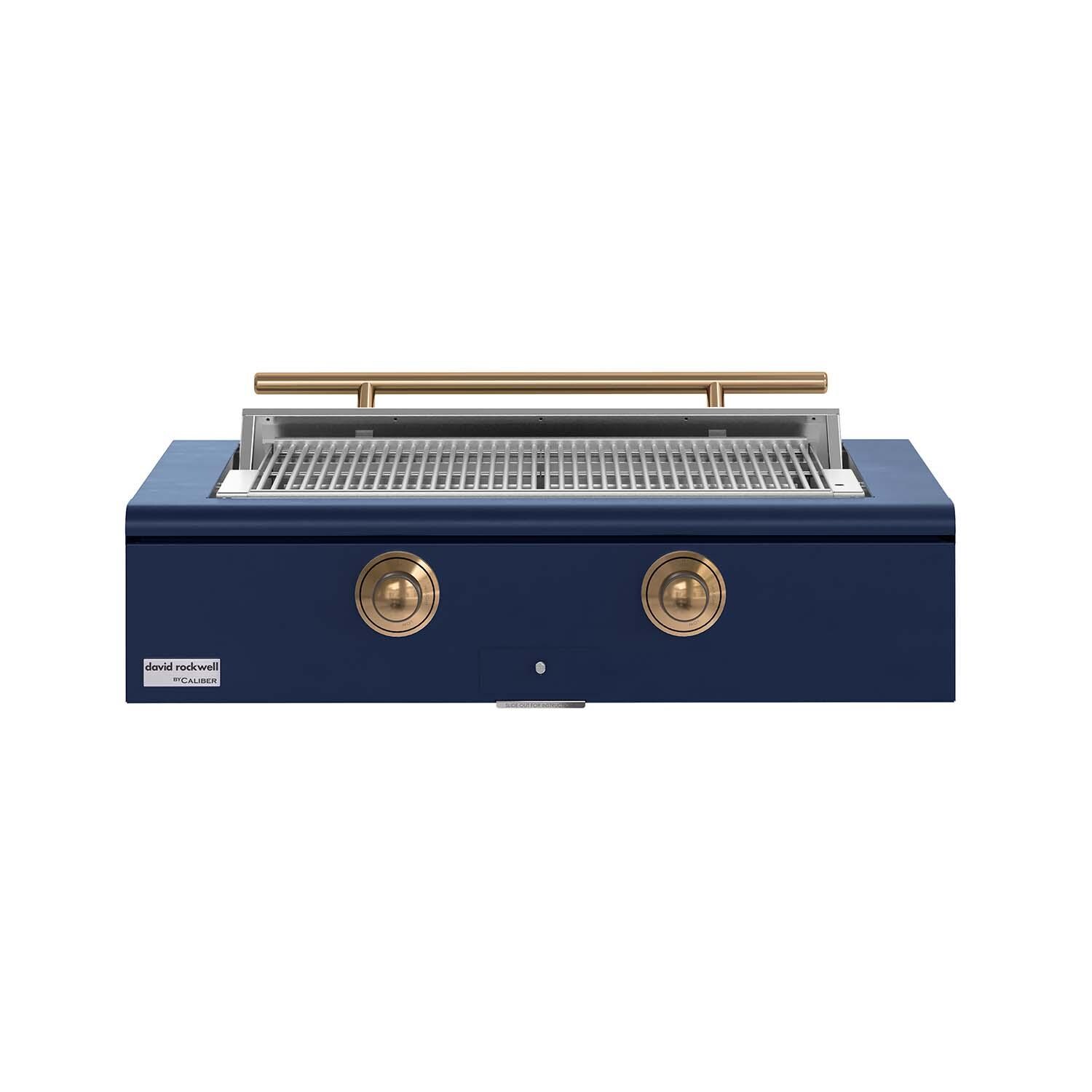 Caliber CRG-42BL00-A-078-H08 42-in Propane Built-In Rockwell Grill - Cobalt w/ Gold Hardware - White Background thumbnail