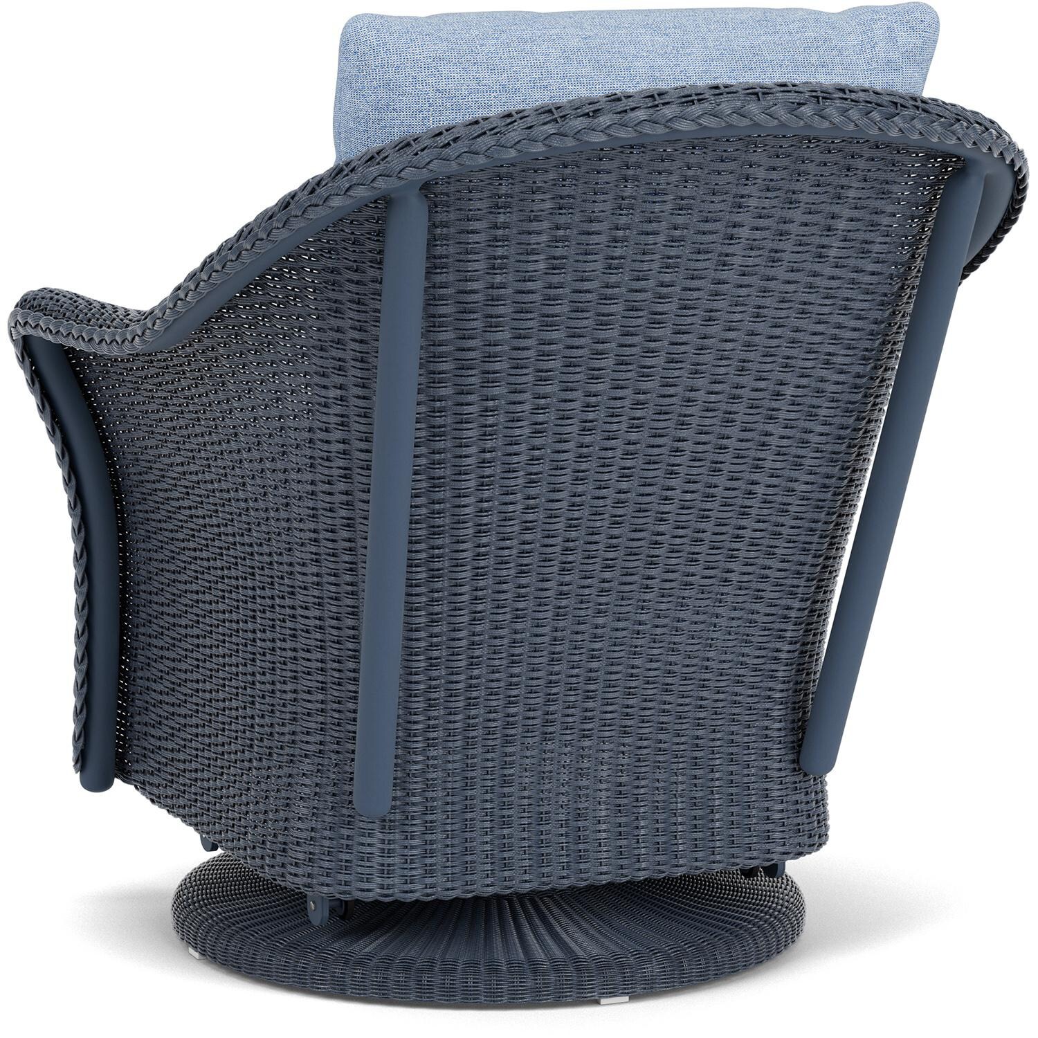 Lloyd Flanders Weekend Retreat Swivel Glider Lounge Chair in Denim Blue Finish W/ Demo Skyway Fabric - Back Left thumbnail