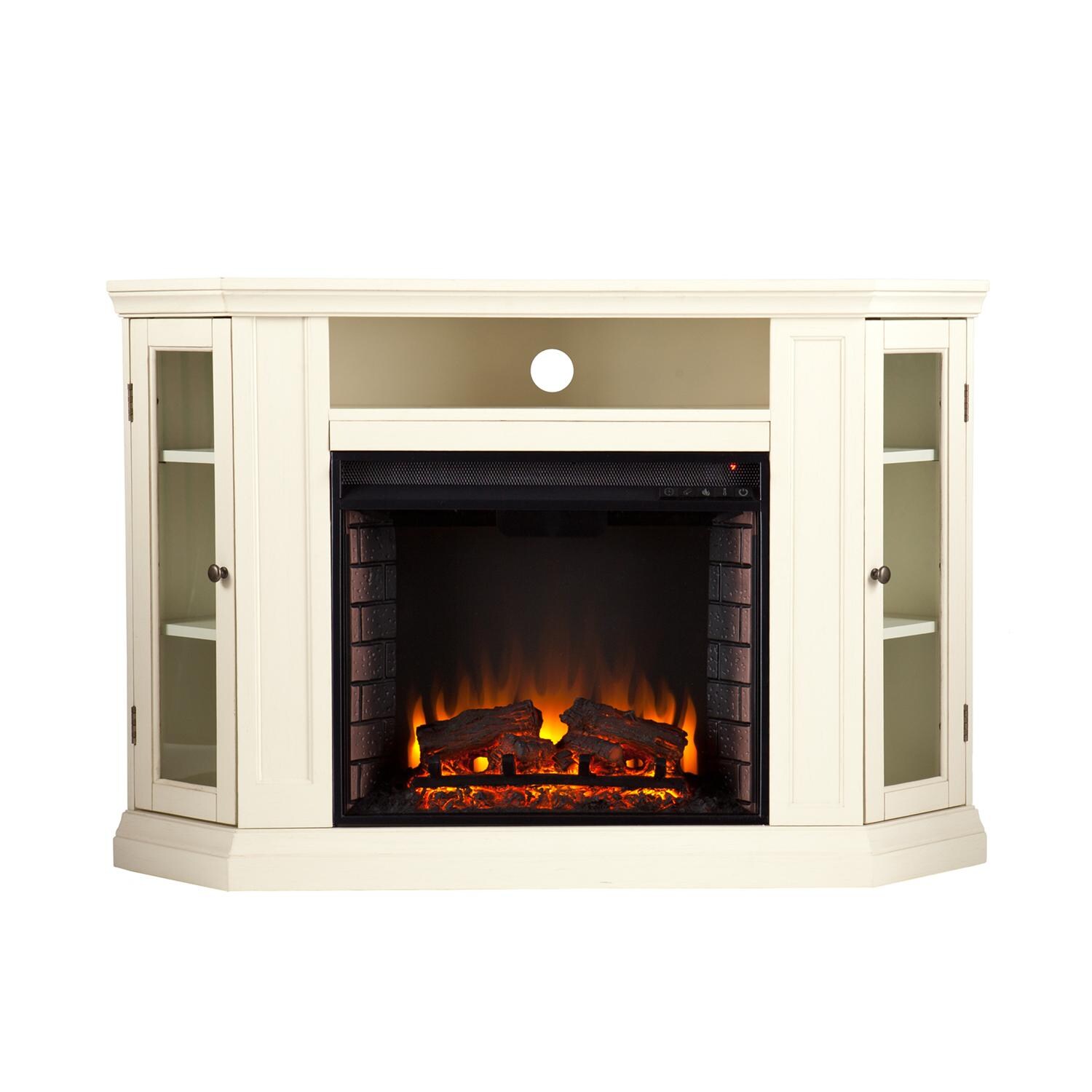 Southern Enterprises Claremont 48-Inch Electric Fireplace Media Console - Ivory - Front View thumbnail