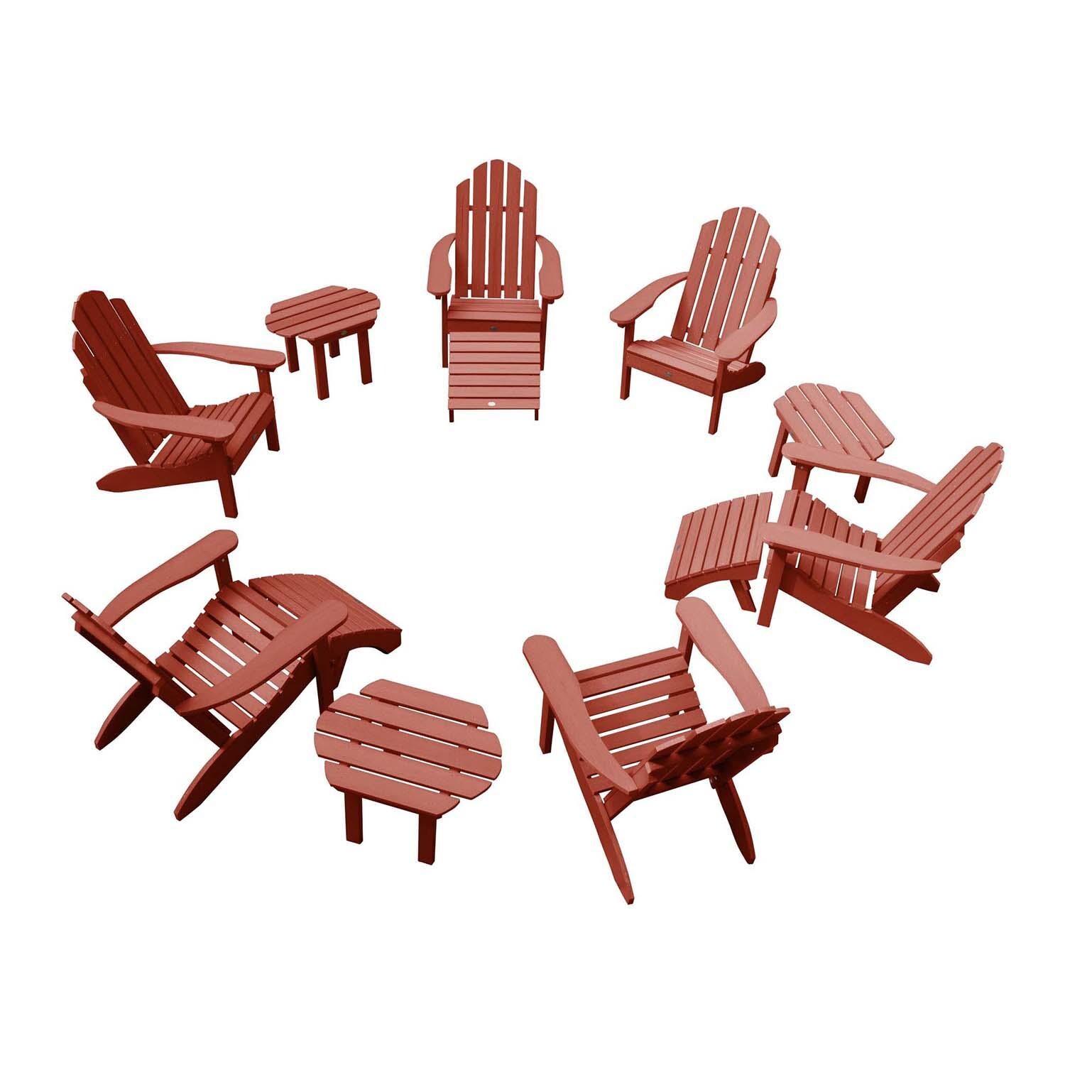 Paradise Key 12 Pc Set Polyresin Seating Set in Rustic Red By Lakeview Outdoor Designs - White Background thumbnail