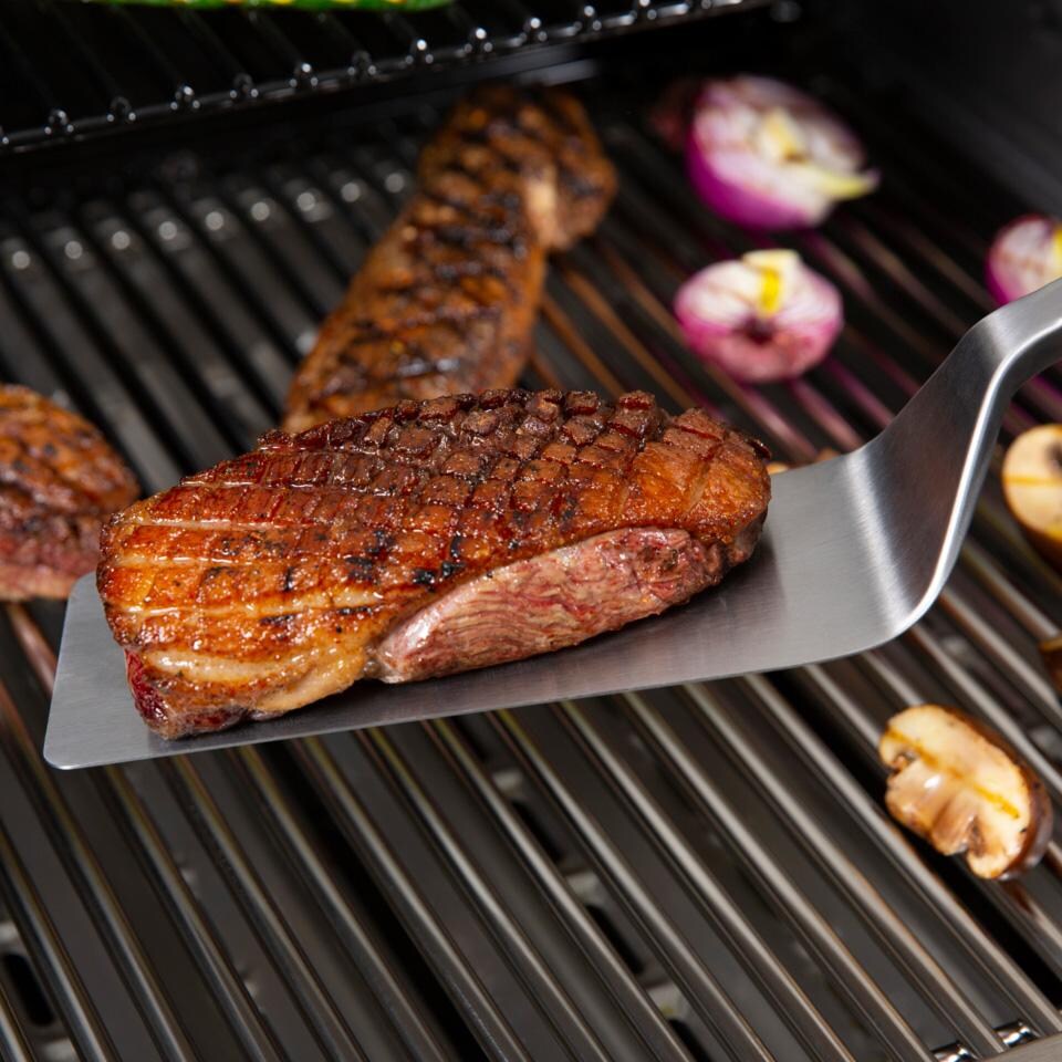 Broil King Stainless Steel Baron Super Flipper - 64030 - With Food - Lifestyle thumbnail