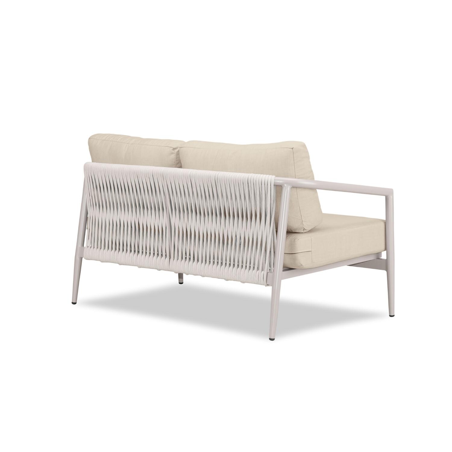 Lakeview Midnight Cove 2 Person Aluminum Loveseat in Urban Stone/Carrera/Canvas Flax - Back Right - White Background thumbnail