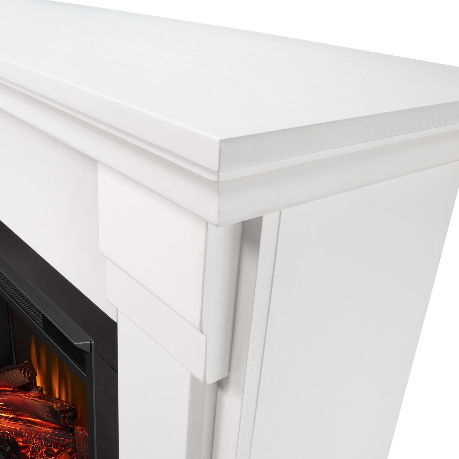 Real Flame - G8600E-W - Silverton 48-Inch Electric Fireplace With Mantel - White - Corner Detail thumbnail