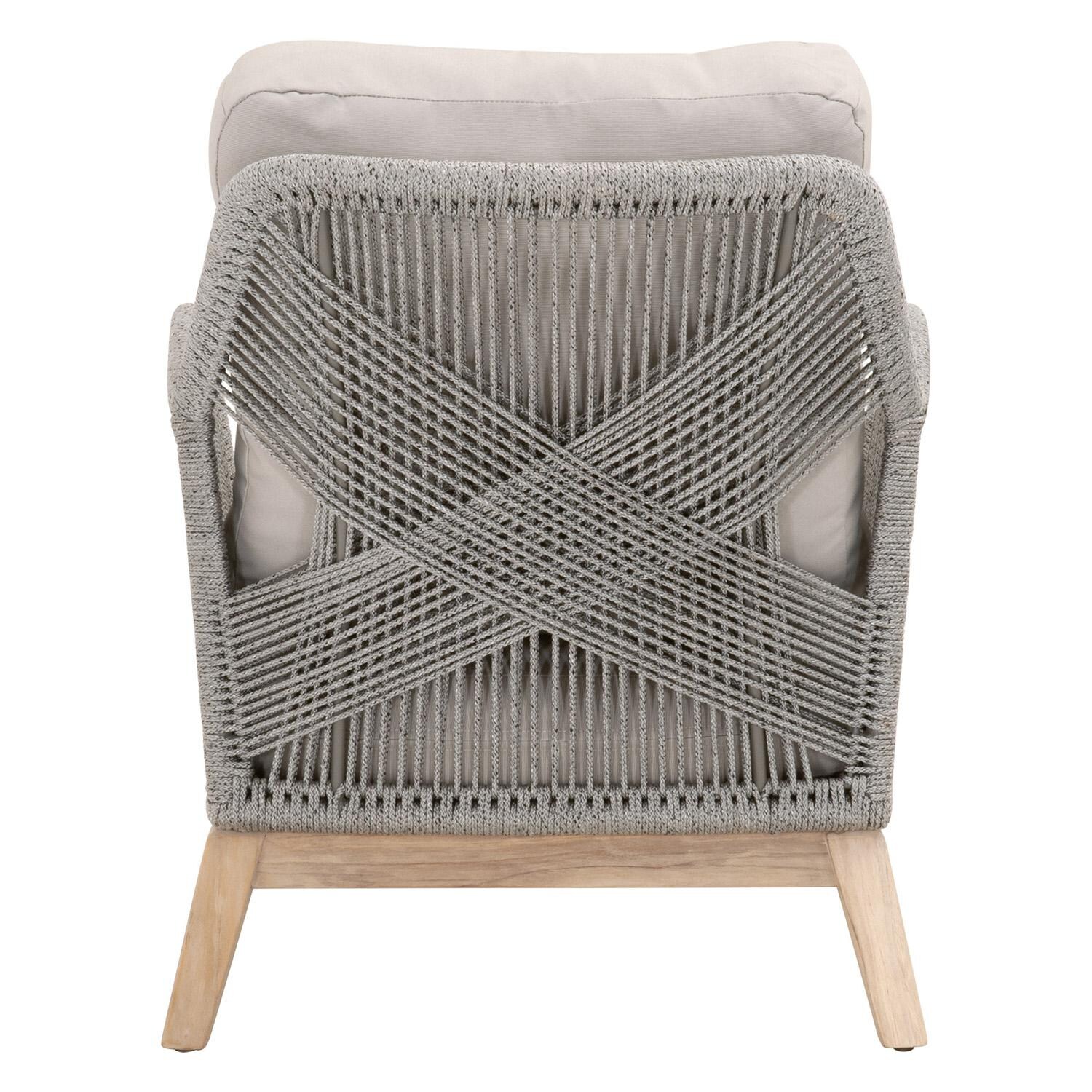 Lakeview Peninsula Way Woven Rope Club Chair in Platinum - Back View thumbnail