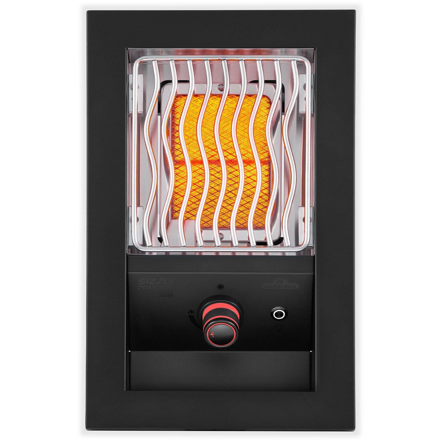 Napoleon BIB10IRPMK 700 Series 10-in Built-In Propane Single Infrared Burner - Matte Black - Burner On - White Background thumbnail