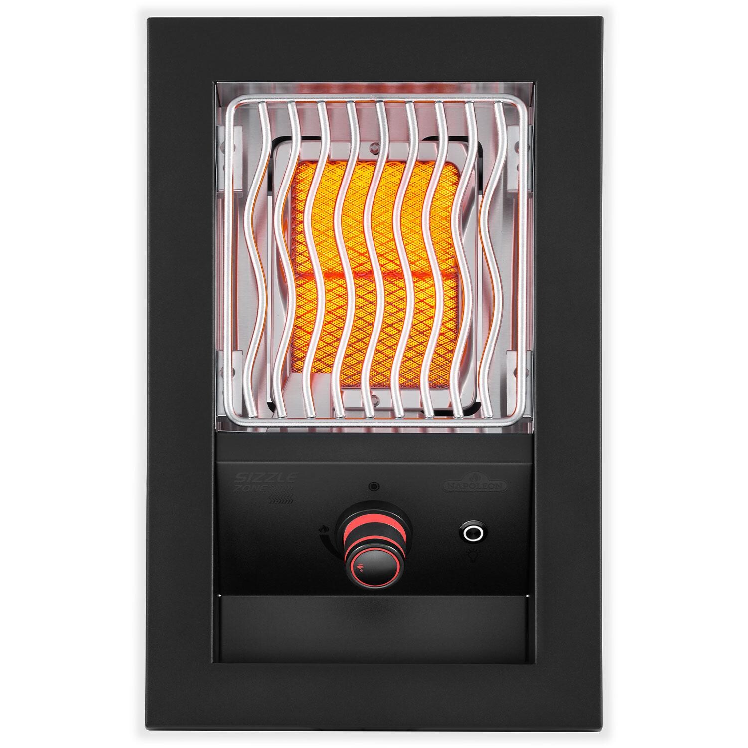 Napoleon BIB10IRPMK 700 Series 10-in Built-In Propane Single Infrared Burner - Matte Black - Burner On - White Background thumbnail