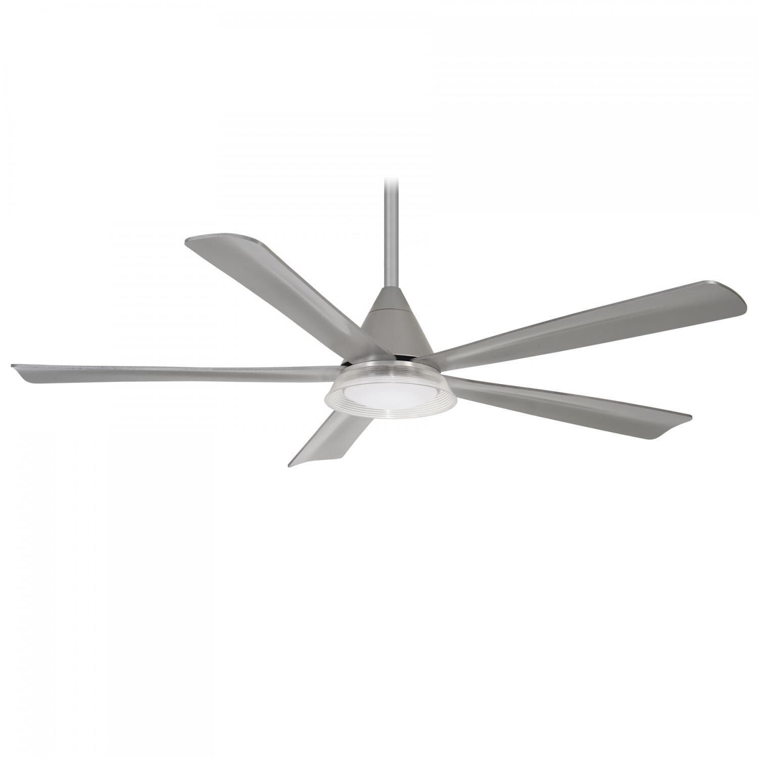Minka-Aire F541L-SL Cone 54-Inch Convertible Blade LED Ceiling Fan in - Silver Finish w/ - Silver Blades - & Etched Lens - Short Downrod thumbnail
