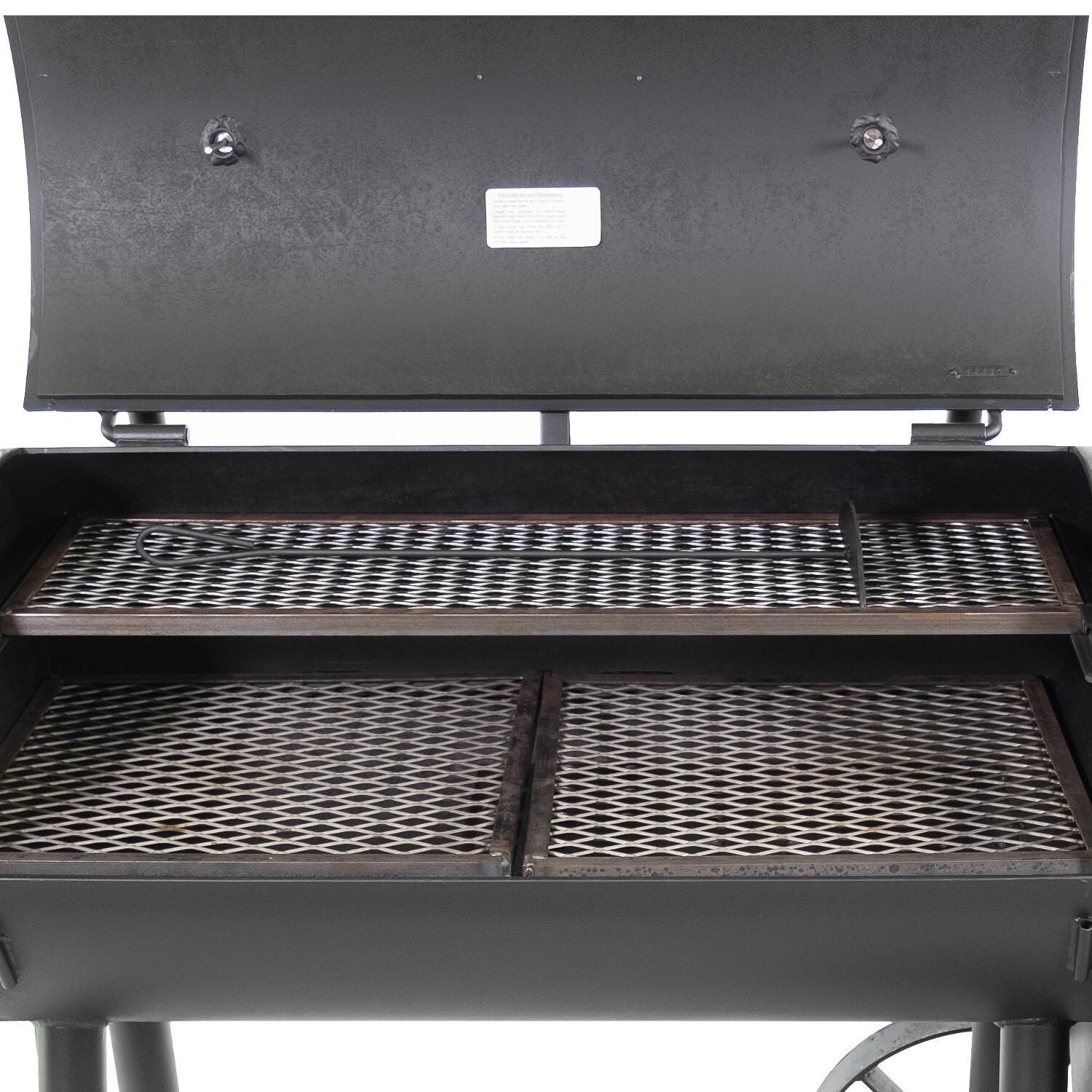 Texas Original Pits GFB-204222-XSL 20x42x22 Luling Single Lid Offset Smoker W/ Counter Weight - Main Chamber View thumbnail