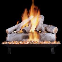 Rasmussen 18-Inch White Birch Gas Log Set With Vented Natural Gas Custom Pan Burner - Match Light image