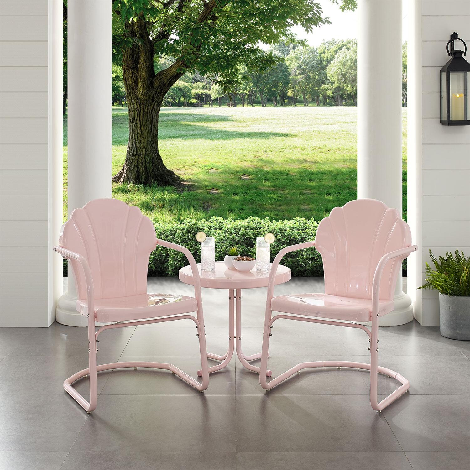 Rosecove Pc Steel Seating Set in Pastel Pink Gloss by Ultimate
