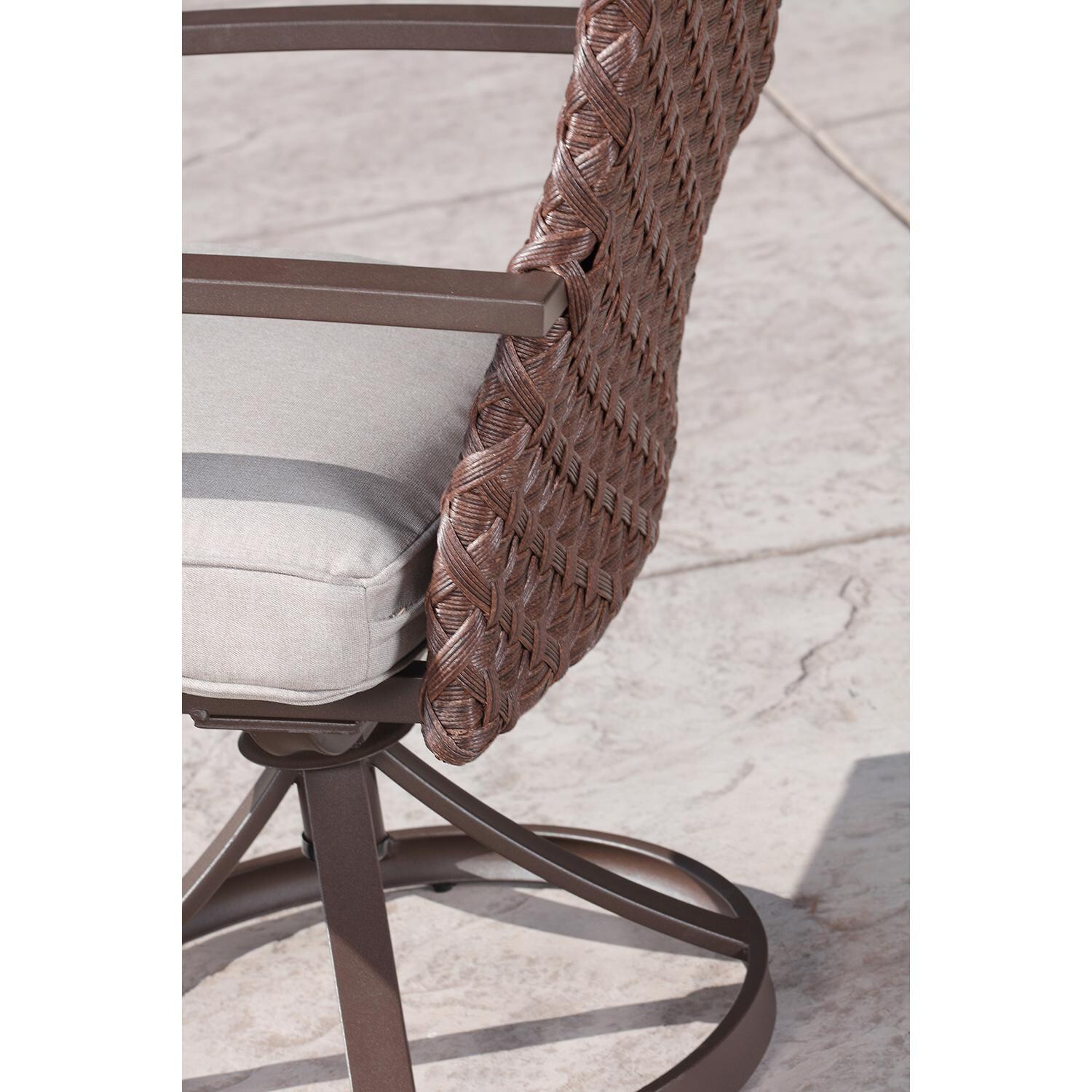 Lakeview Outdoor Designs Bay St. Louis 7 Piece Wicker & Aluminum Patio Dining Set - Swivel Rocker Patio Dining Chair Armrest & Back Detail thumbnail