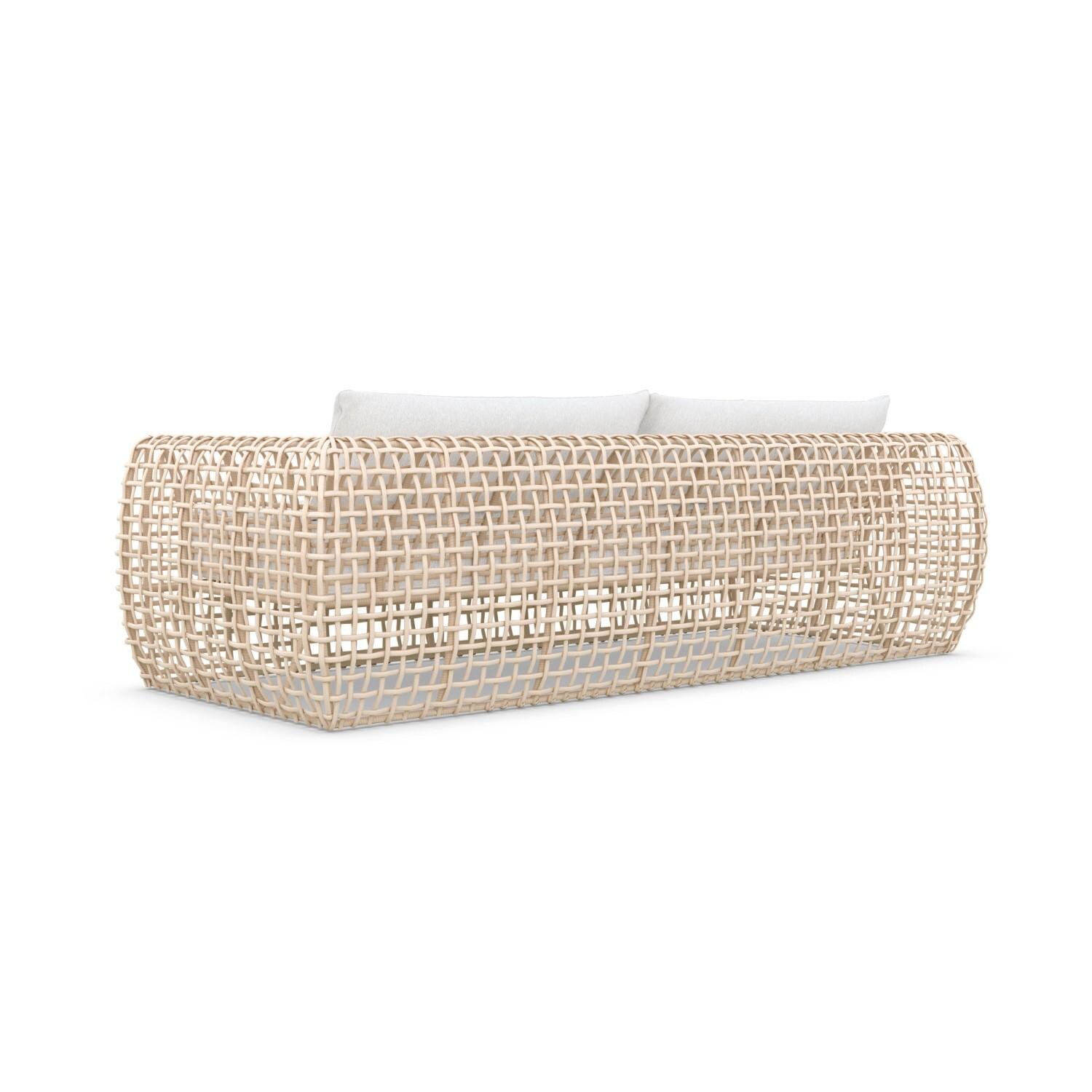 Azzurro Living KIA-W05S3-CU Kiawah Wicker Sofa in Almond/Cloud - Back - White Background thumbnail
