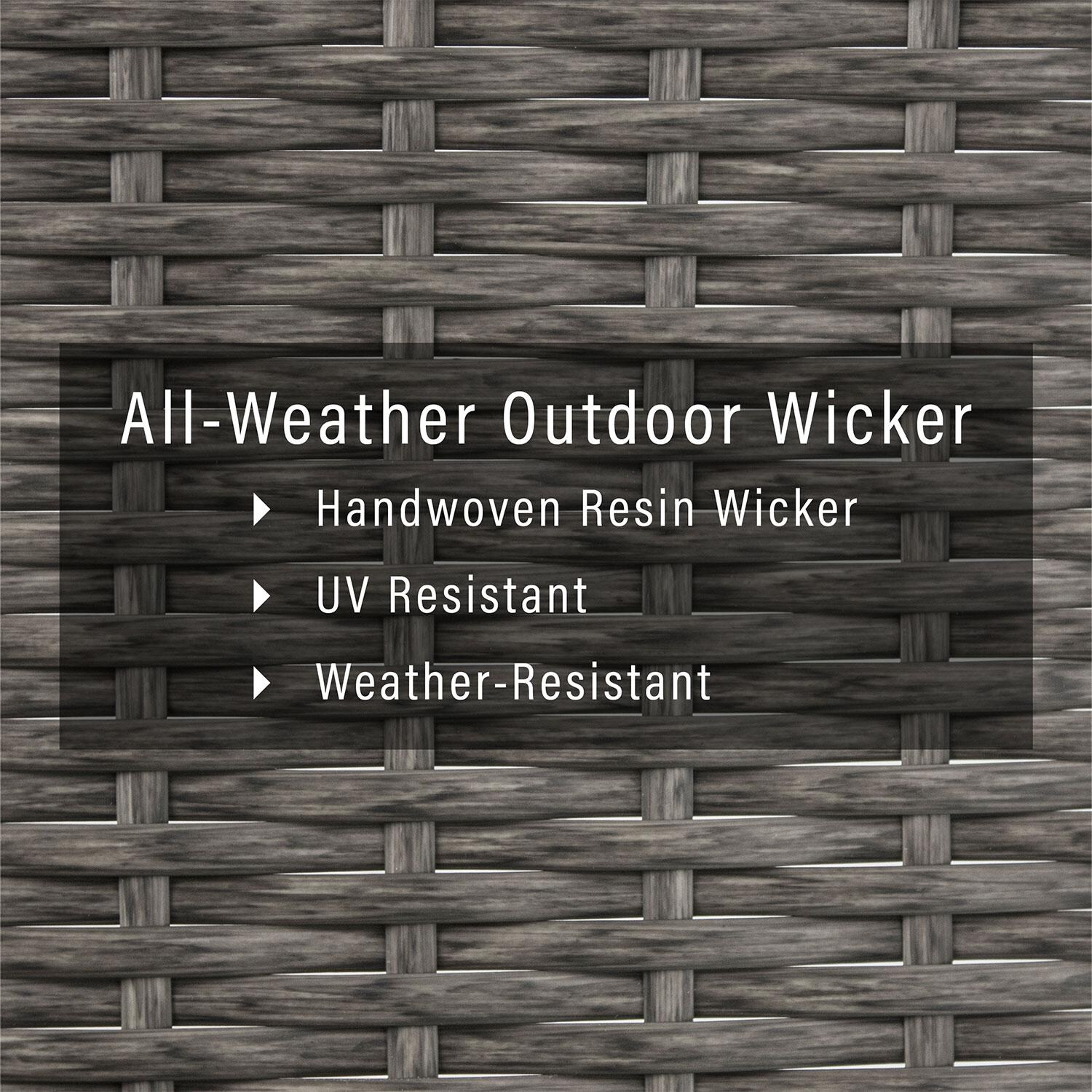 Chester Bay Wicker Outdoor Trash Can in Weathered Gray by Ultimate Patio - Weathered Gray Wicker Features - Detail thumbnail