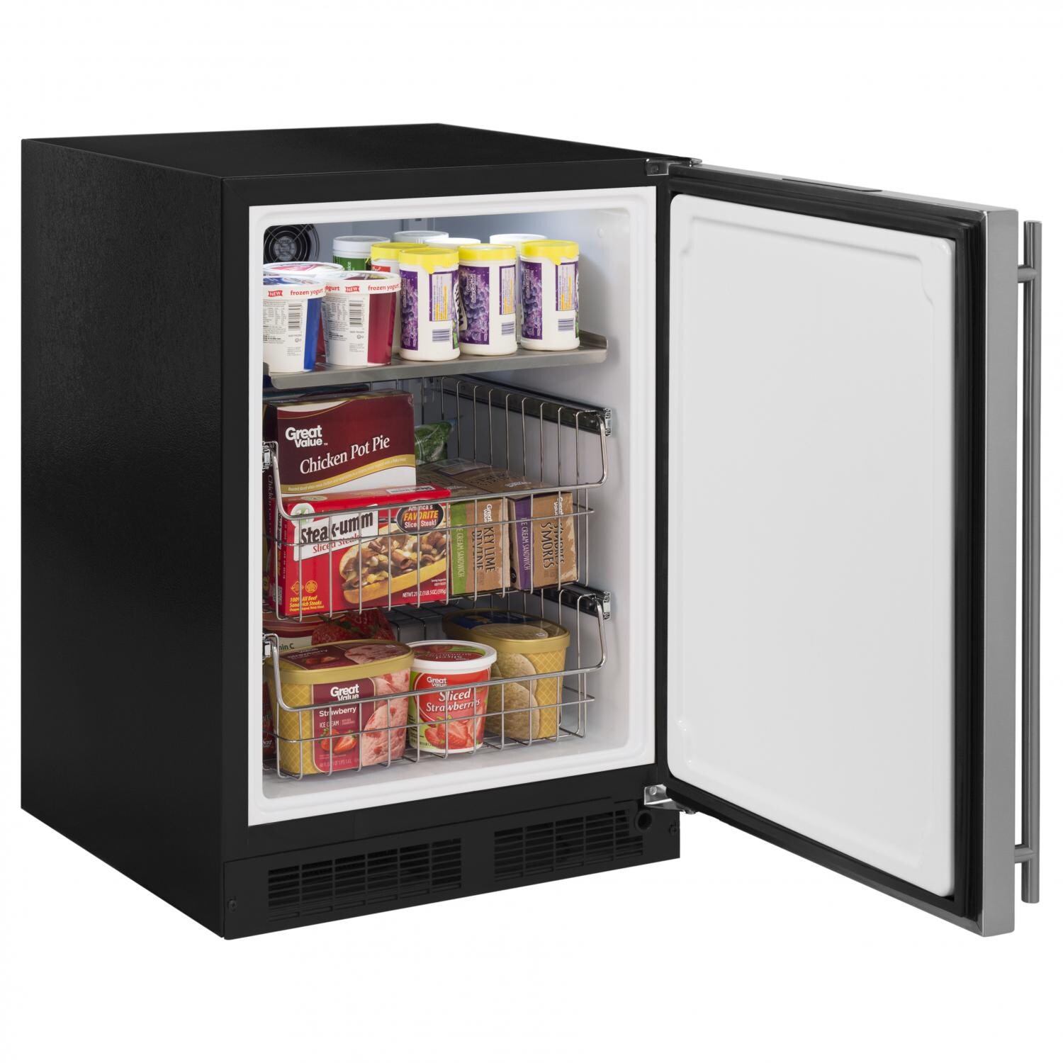 Marvel 24-Inch 4.7 Cu. Ft. Right Hinge Built-In Freezer - Stainless Steel - Open Door With Food thumbnail