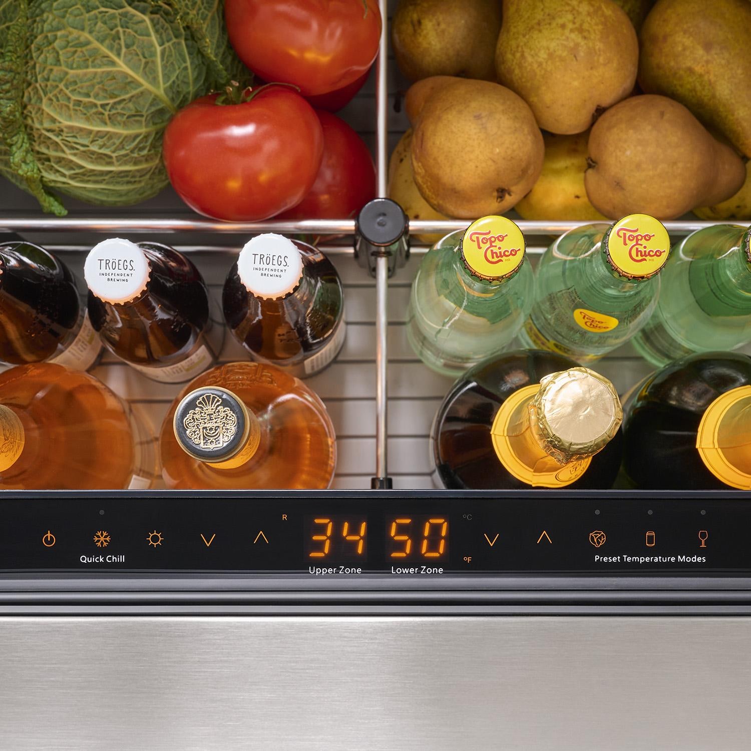 Zephyr PRRD24C2AS-OD Presrv 24-in 5.1 Cu. Ft. Dual Zone Outdoor Refrigerator Drawers - Amber Controls - Detail thumbnail