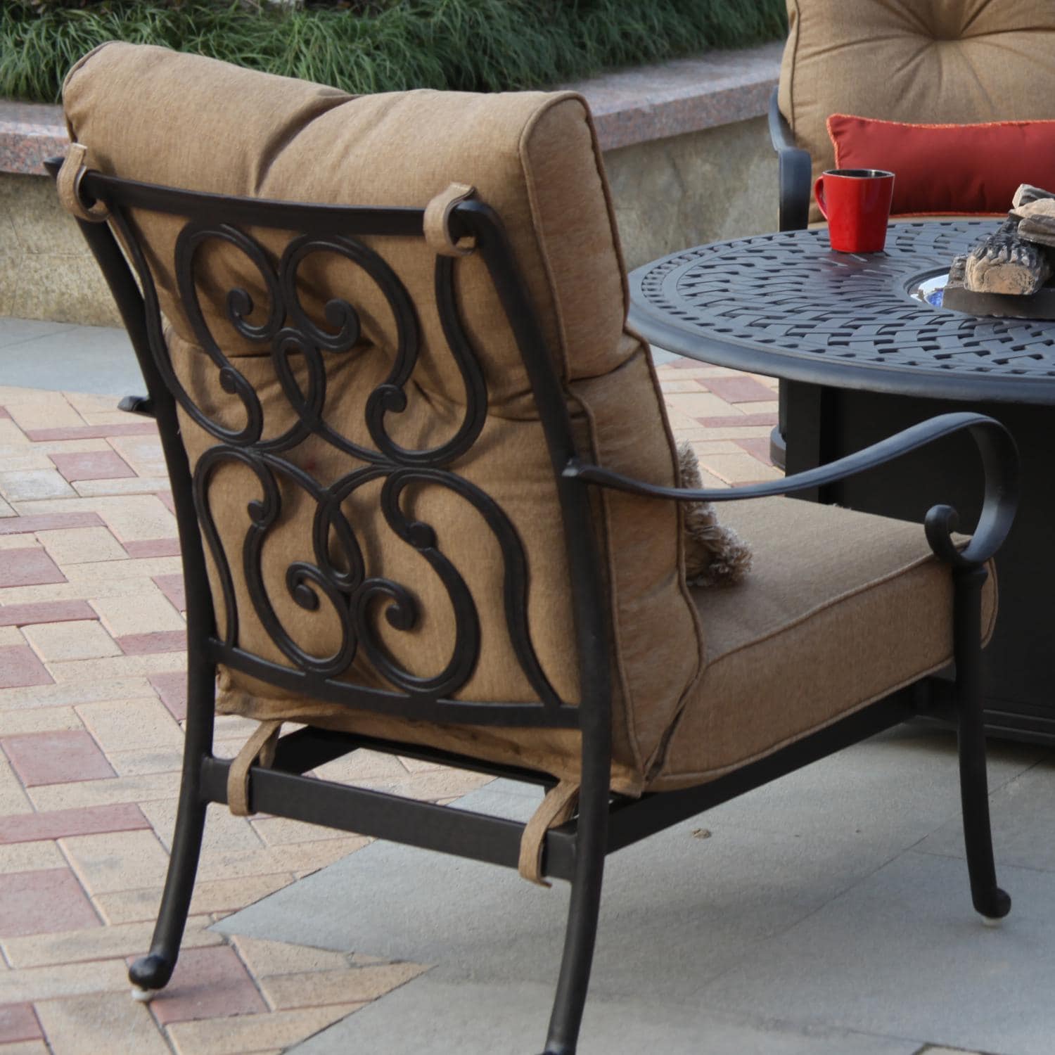 Darlee Santa Anita 2 Piece Cast Aluminum Patio Club Chair Set W/ Sesame Cushions BBQGuys