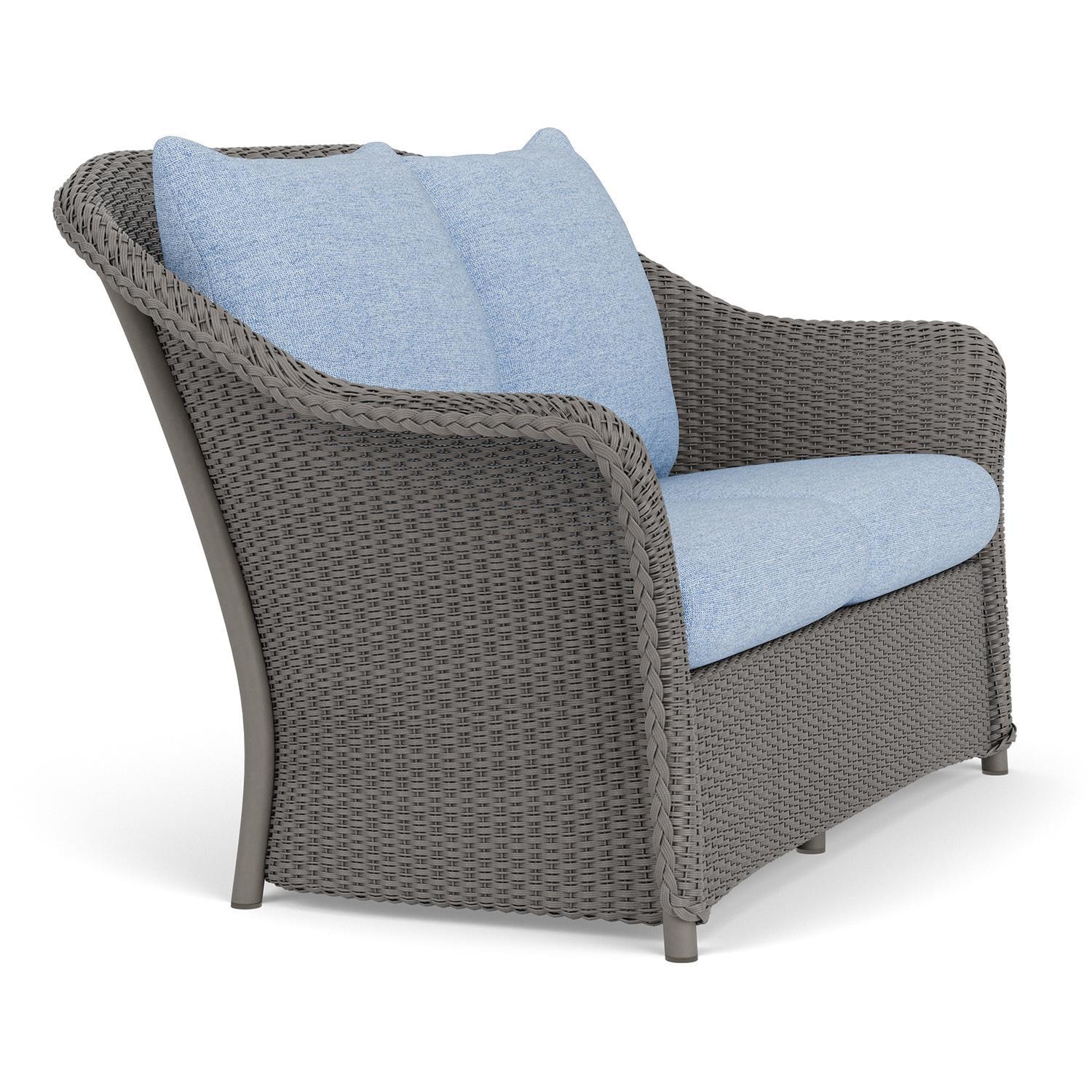 Lloyd Flanders Weekend Retreat Loveseat in Pewter Finish W/ Demo Skyway Fabric - Angled thumbnail