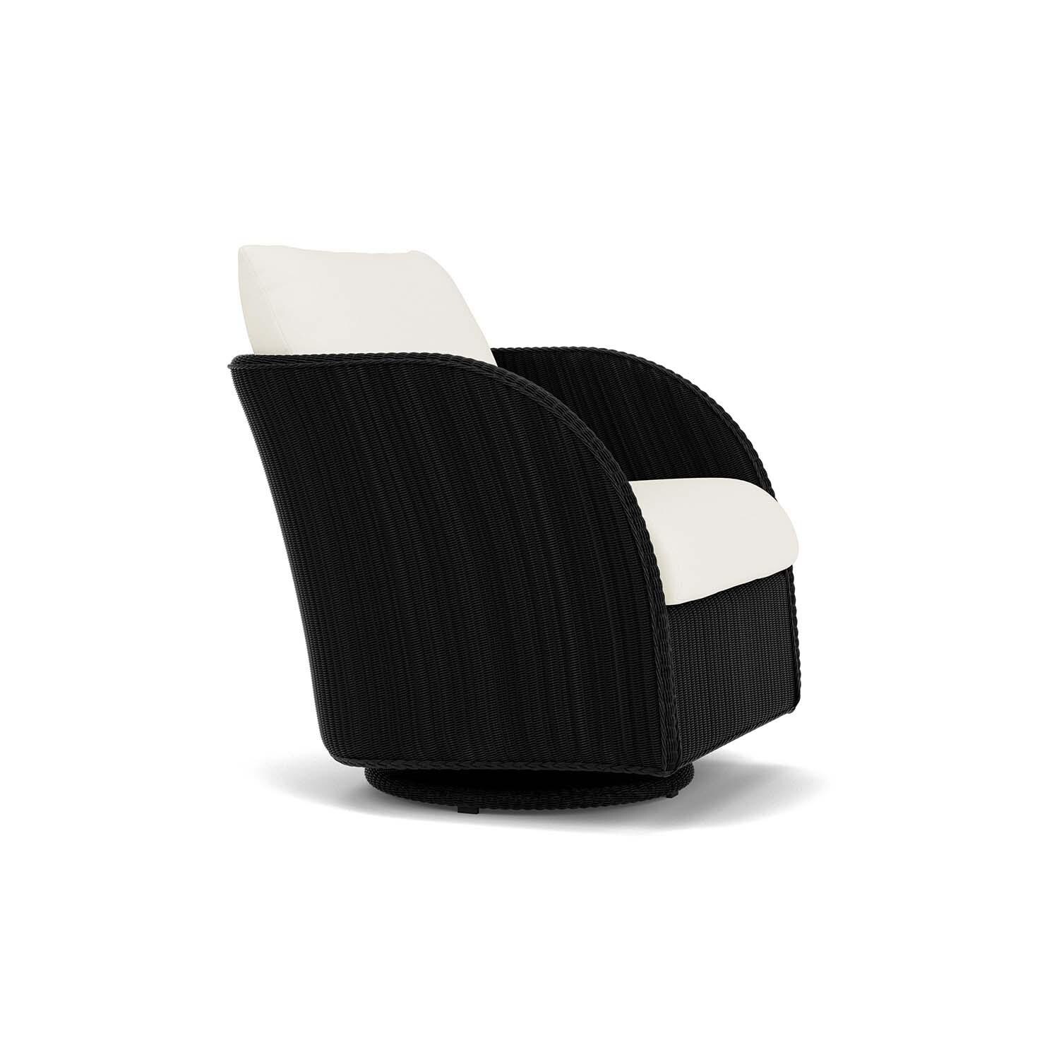 Lloyd Flanders Essence Swivel Glider Lounge Chair W/Sailcloth Salt Fabric - Ebony Finish - Angled thumbnail
