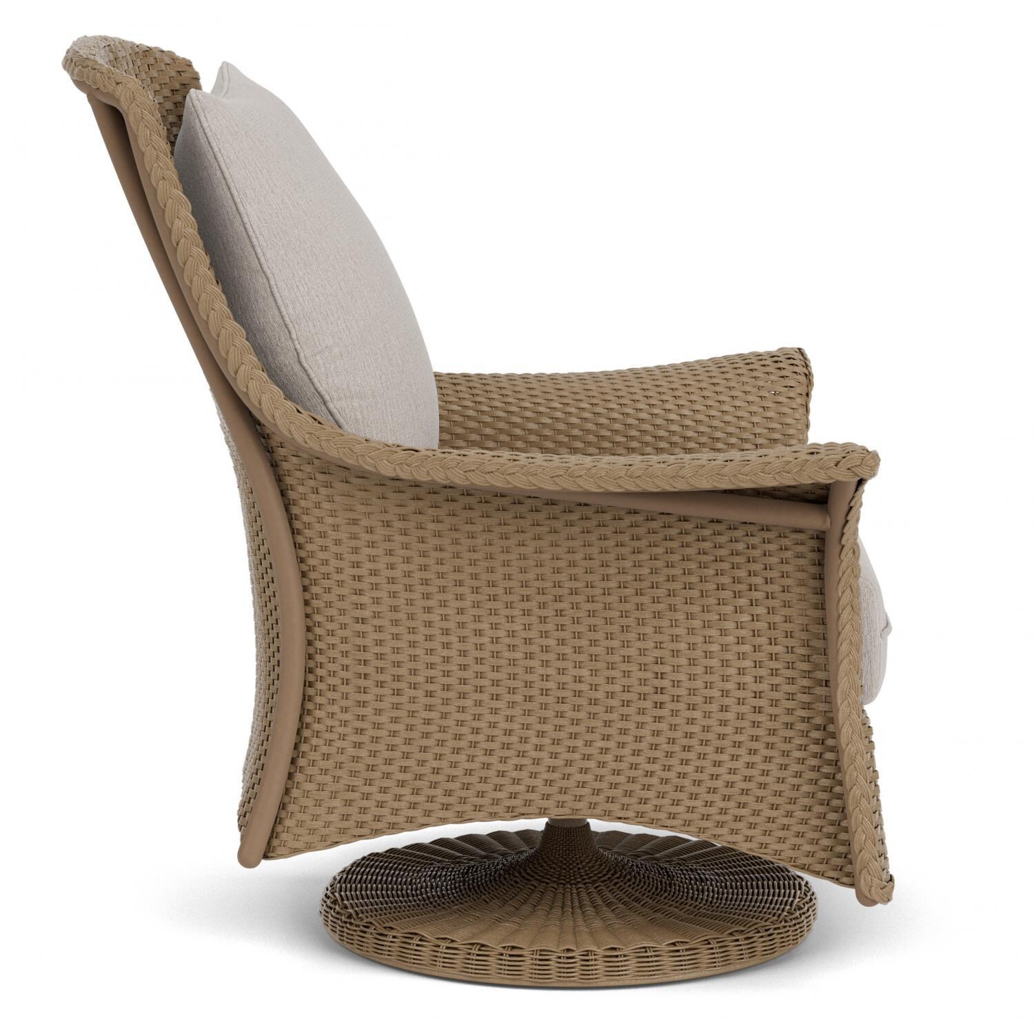 Lloyd Flanders Mandalay Swivel Rocker Lounge Chair in Fawn Finish with Remy Cloud fabric - Side thumbnail