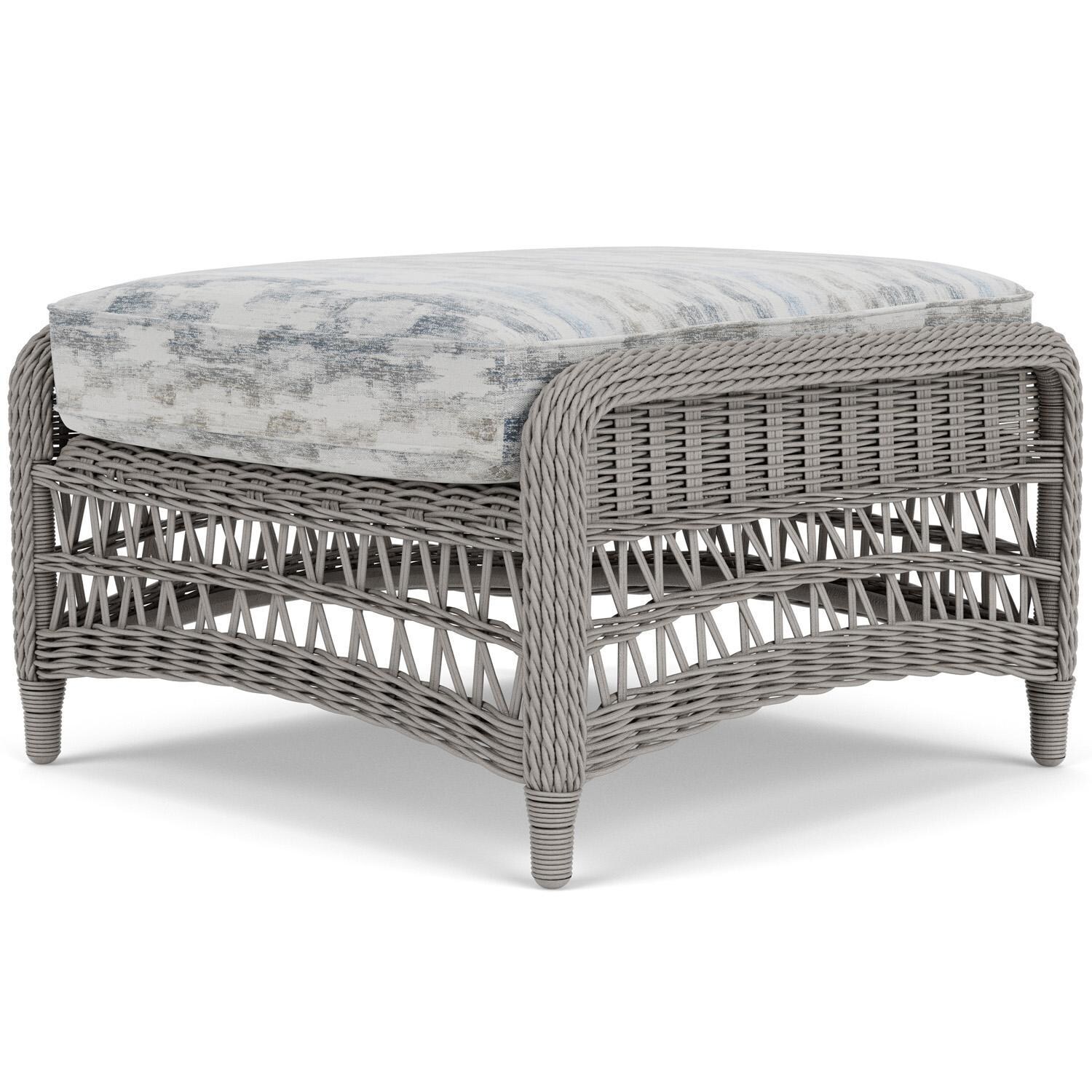 Lloyd Flanders Mackinac Ottoman in Putty Finish with Stratosphere Cloud Fabric - Rear Right thumbnail