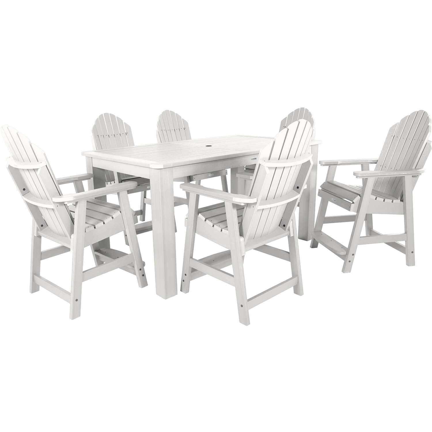 Dream Bay 7 Pc Rectangular Counter Height Dining Set in White By Lakeview Outdoor Designs - White Background thumbnail
