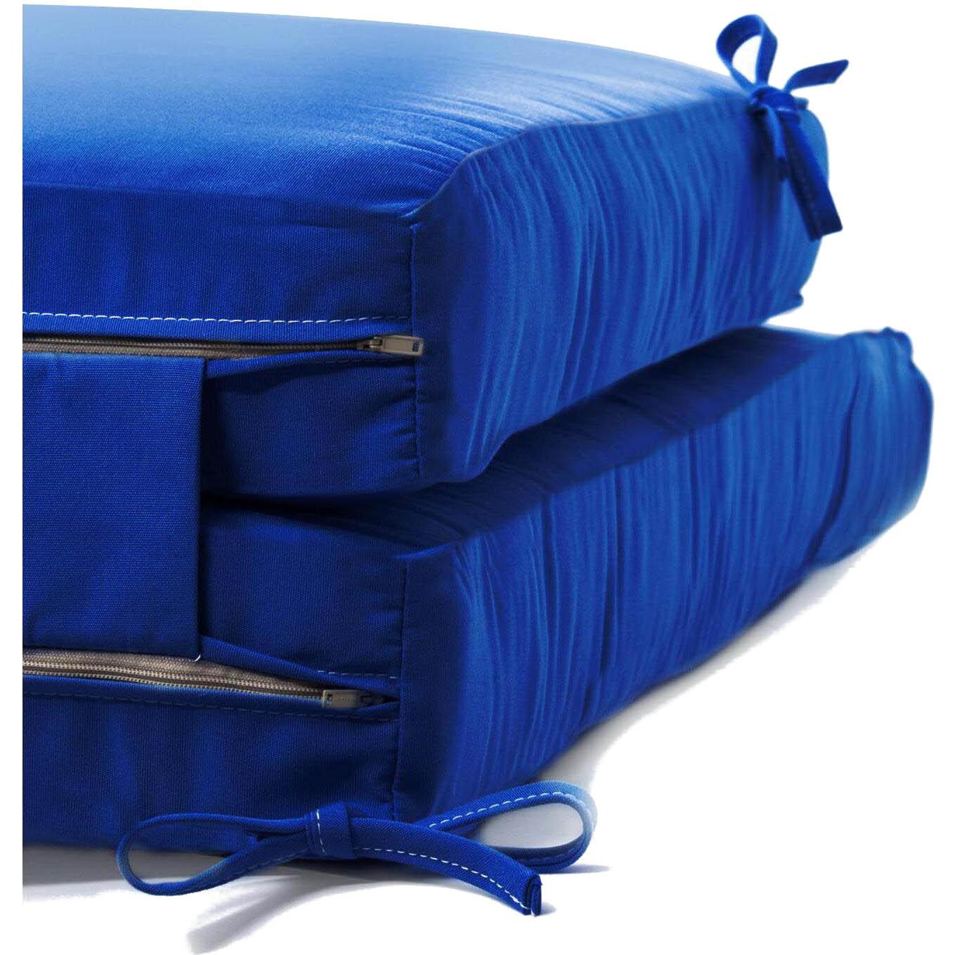 Long Replacement Chaise Lounge Cushion With Knife Edge - Zipper And Tie Detail thumbnail
