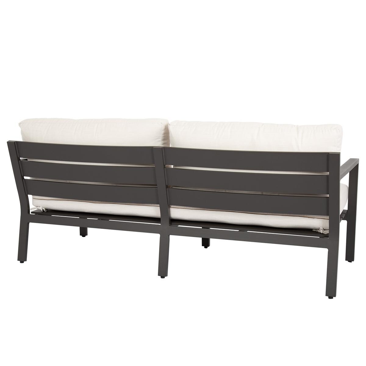 Sunset West - Mesa 5 Piece Aluminum Patio Conversation Set W/ Coffee Table, End Table, & Sunbrella Cast Pumice Cushions - Sofa Rear View thumbnail