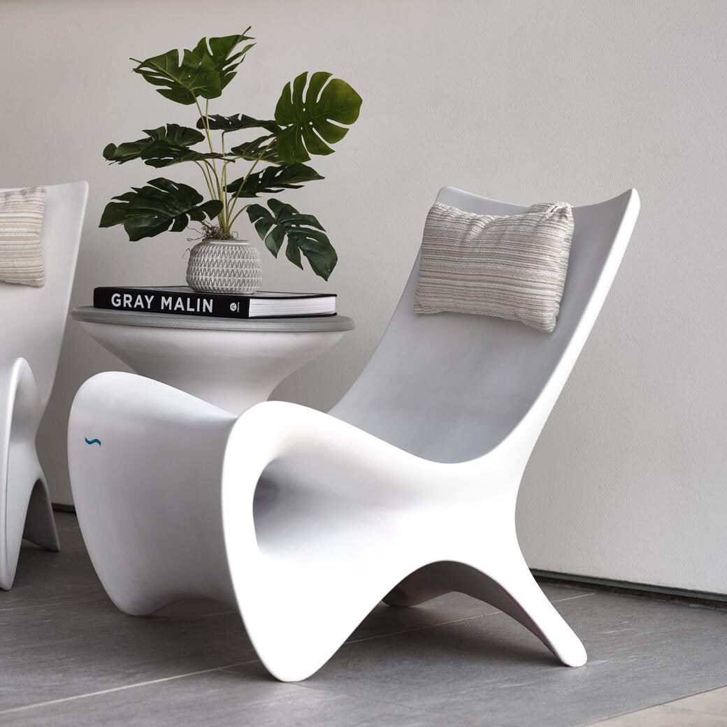 Ledge Lounger Autograph Chair - Sandstone  - In Pool Shown in White - Lifestyle thumbnail