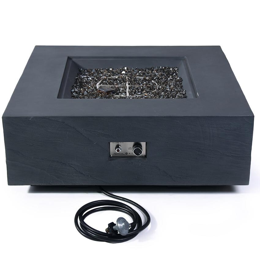 Elementi Roraima OFG411SL-LP 40-Inch Propane Slate Black Fire Pit Table - Table Shown With Propane Hose - White Background thumbnail