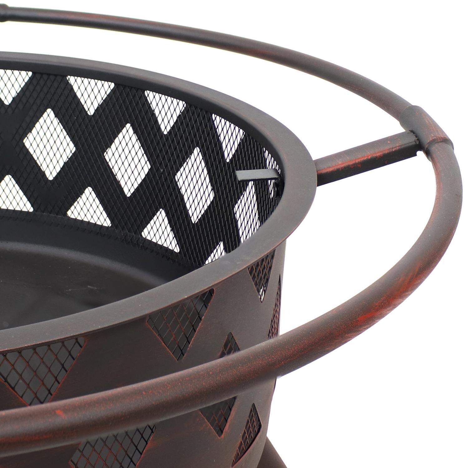 Ultimate Patio 36-Inch Crossweave Steel Wood Burning Fire Pit - Close-Up thumbnail