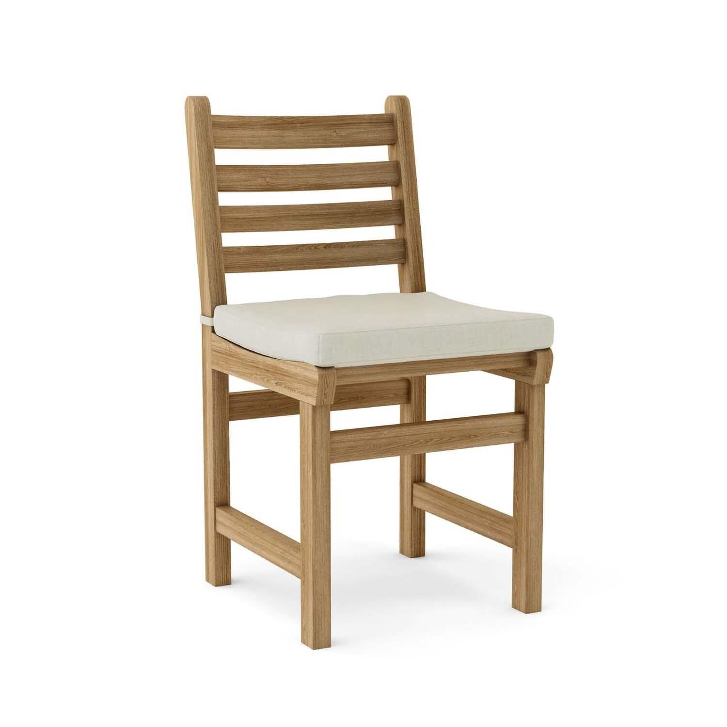 Amite Bay 5 Pc Teak Dining Set in Canvas Natural by Lakeview Outdoor Designs - Chair - White Background thumbnail
