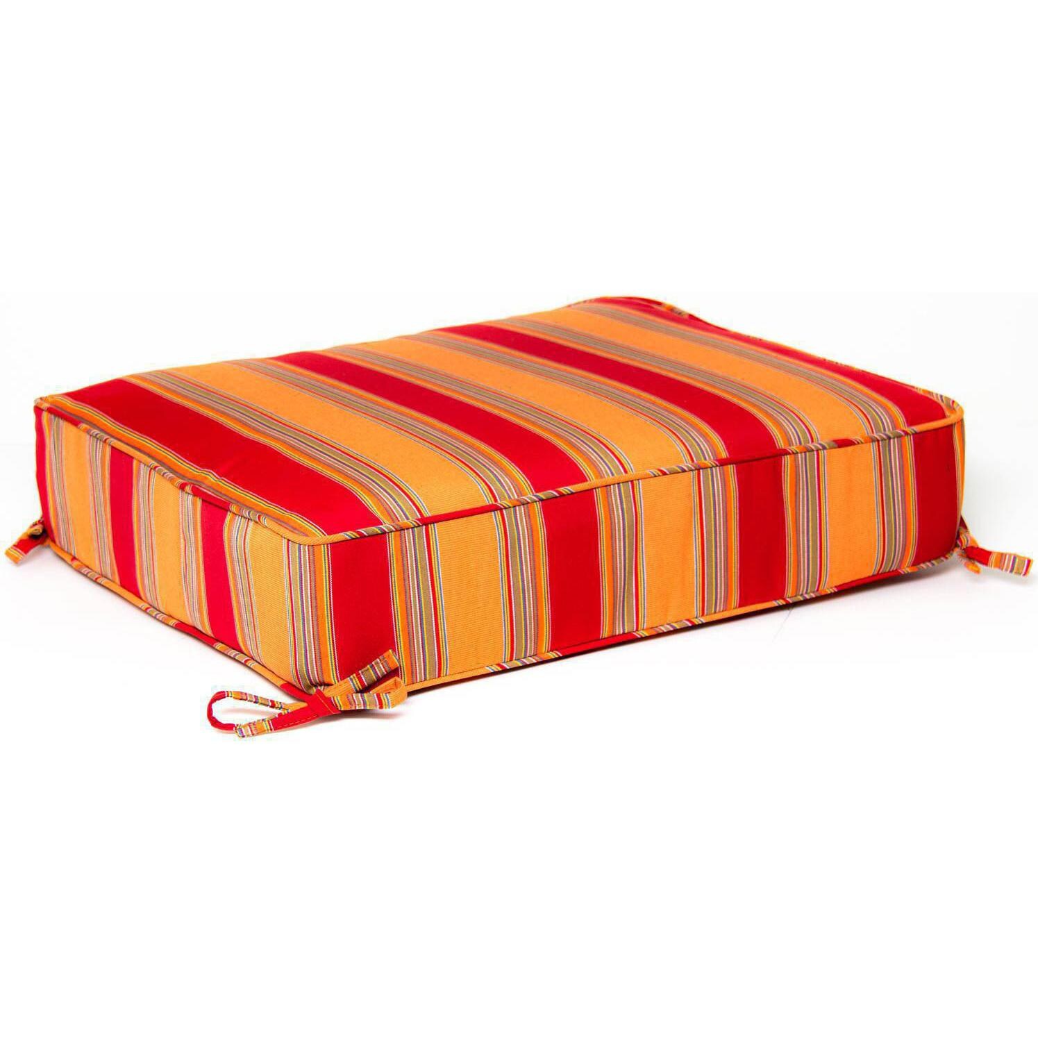 Sunbrella Bravada Salsa Small Outdoor Replacement Ottoman Cushion W/ Piping By BBQGuys Signature