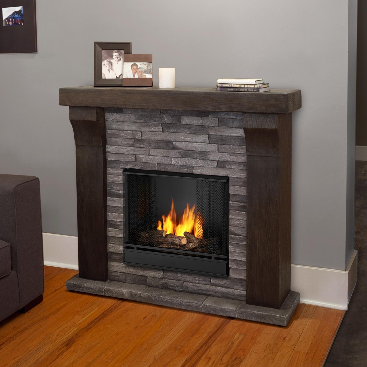 Real Flame Avondale 48 Inch Gel Fireplace With Mantel Gray Real Flame Avondale 48 Inch Gel Fireplace With Mantel Gray Ledgestone