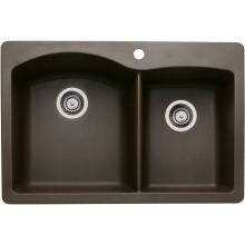 Blanco Diamond 33 X 22 Silgranit II 1-3/4 Double Bowl Dual Mount Sink - Cafe Brown - 440213 image