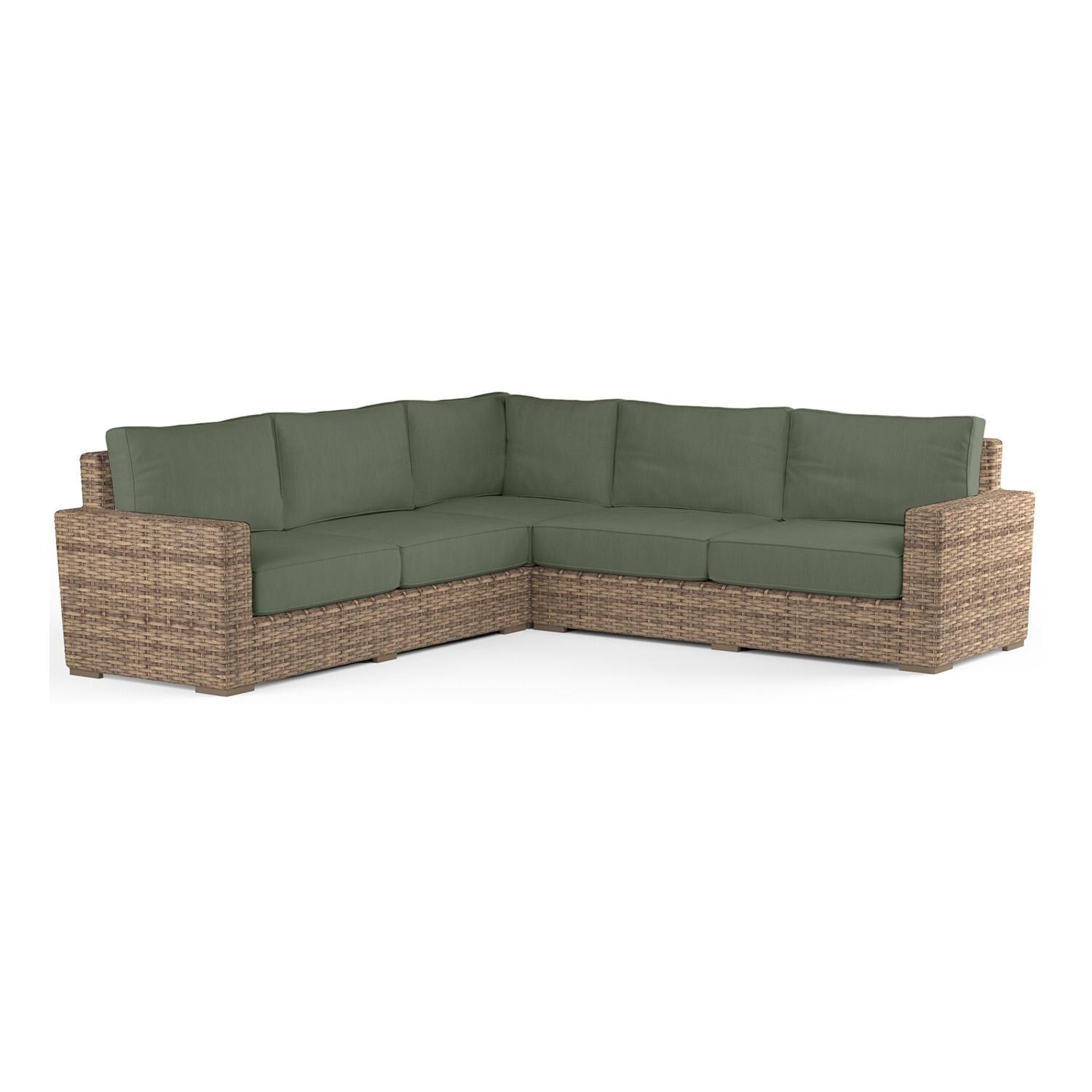 Havana 5 Person Wicker Sofa in Tobacco/Cast Sage by Sunset West