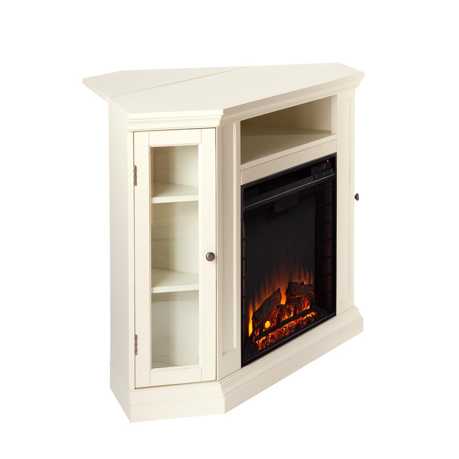 Southern Enterprises Claremont 48-Inch Electric Fireplace Media Console - Ivory - Corner Attachment Up thumbnail